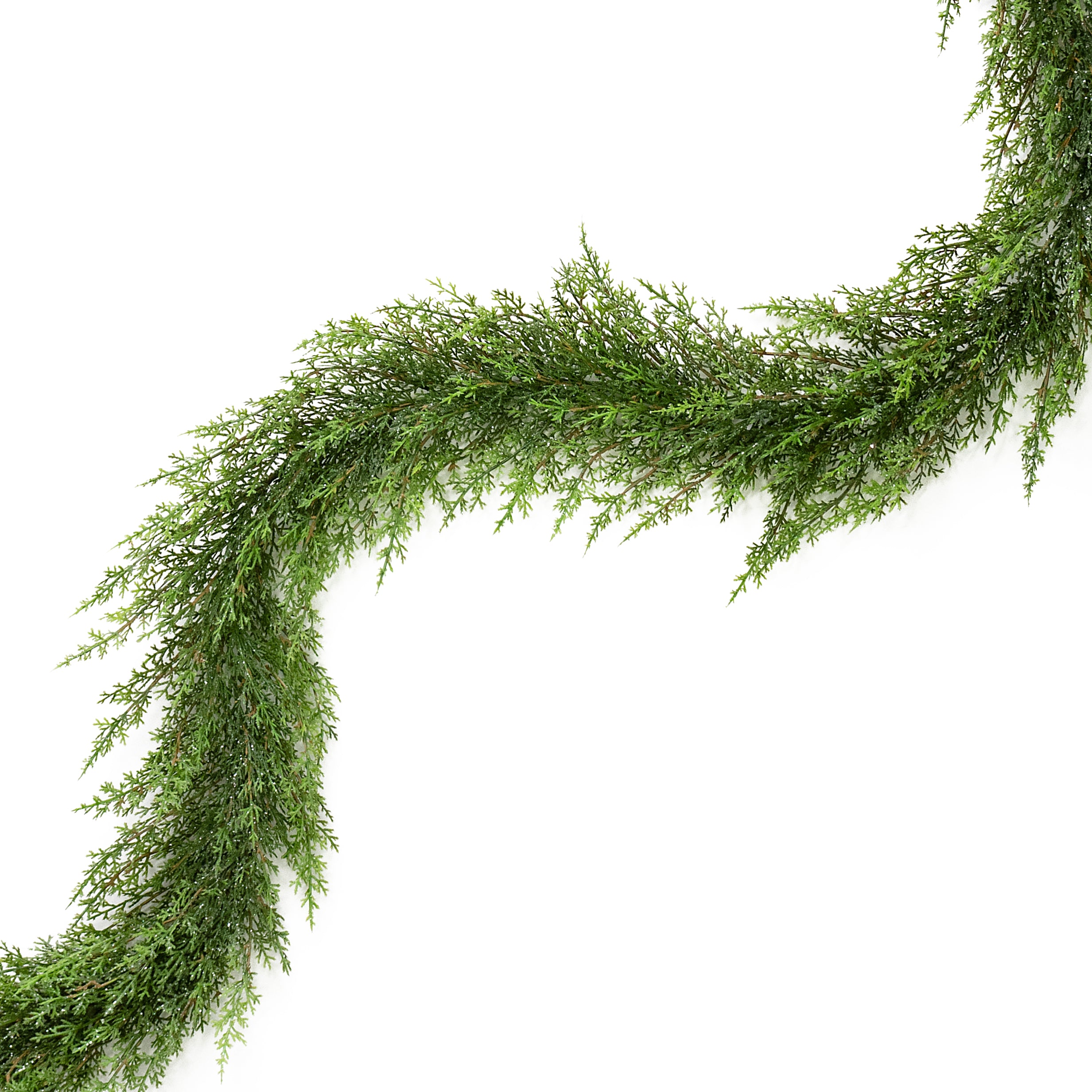 6" Glittered Soft Cedar Garland Item Number: YGC095-GR
