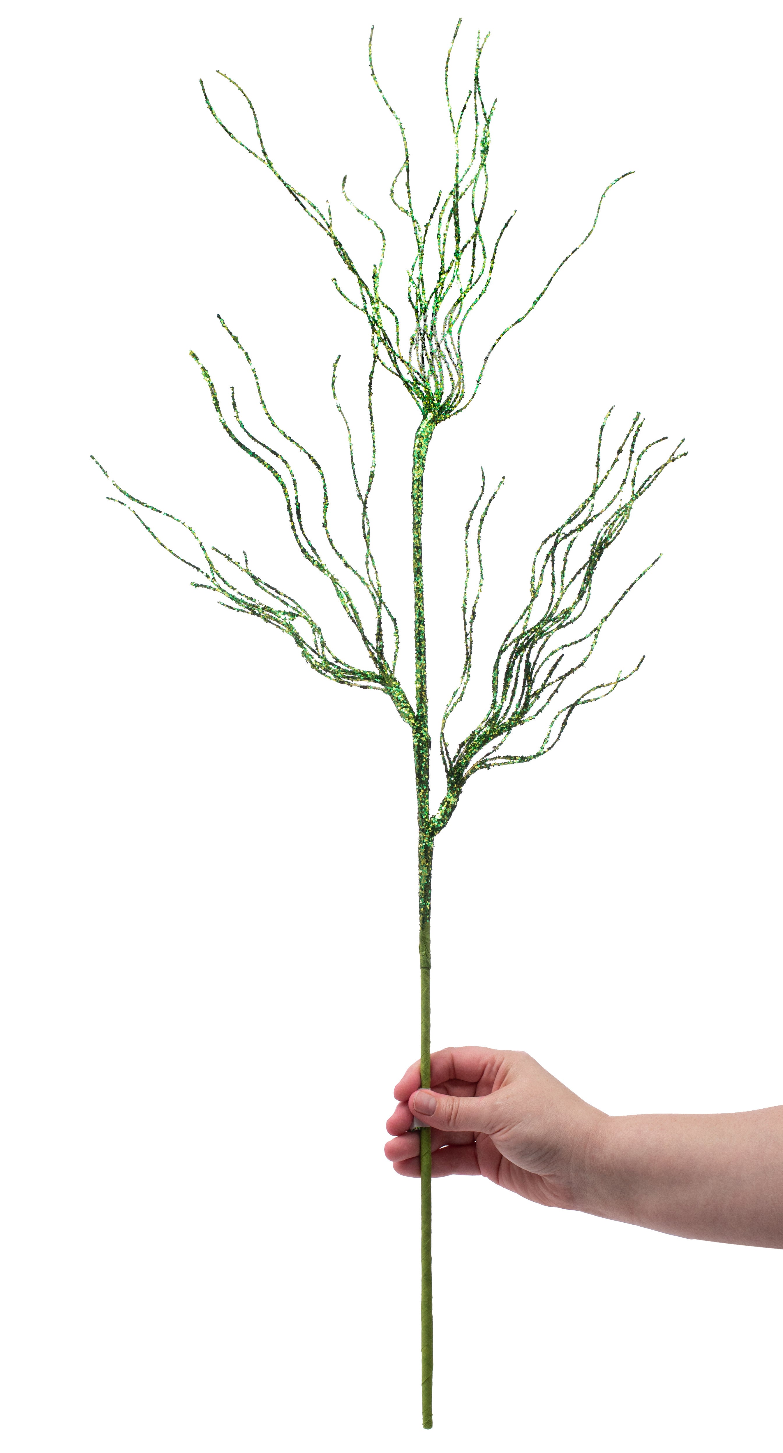 31" Glittered Spiral Pine Spray: Green detail photo 3