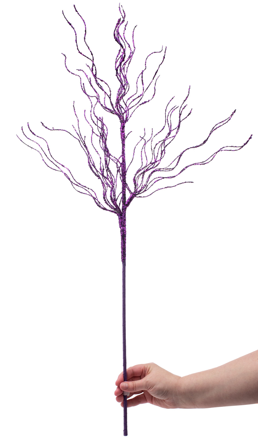 31" Glittered Spiral Pine Spray: Purple detail photo 3