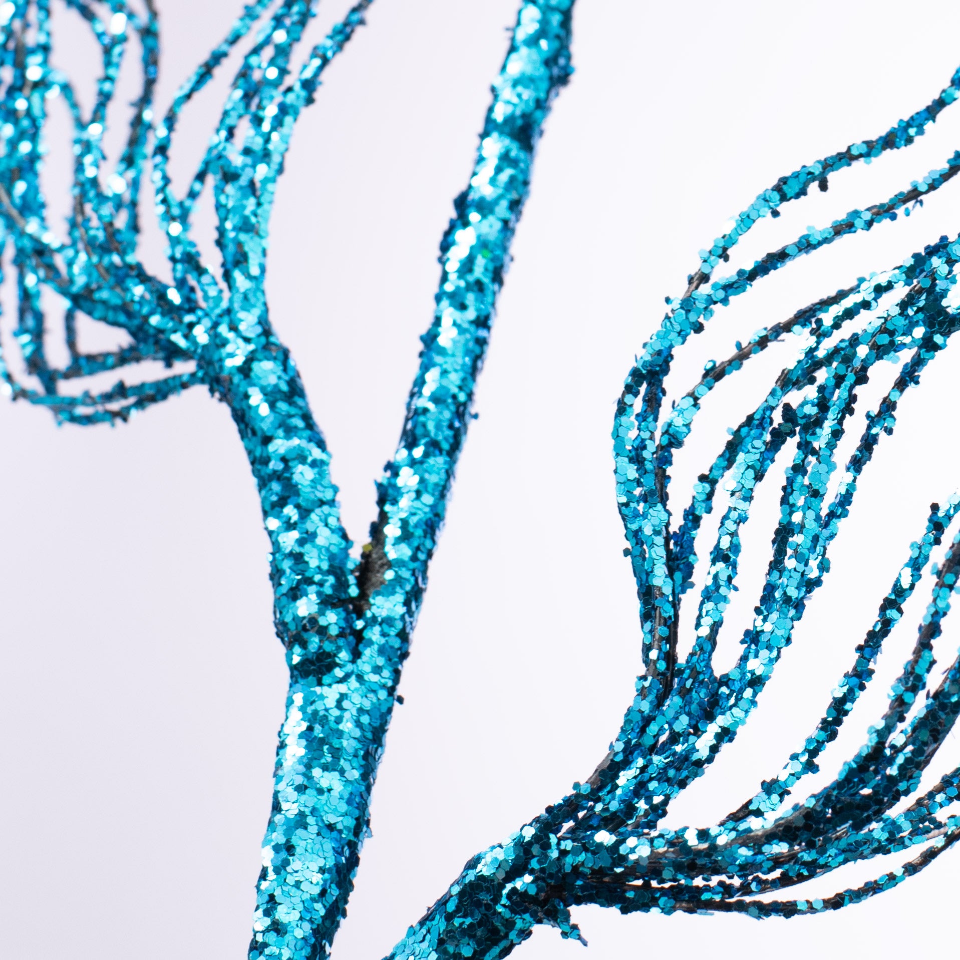 31" Glittered Spiral Pine Spray: Turquoise Blue Lifestyle Photo