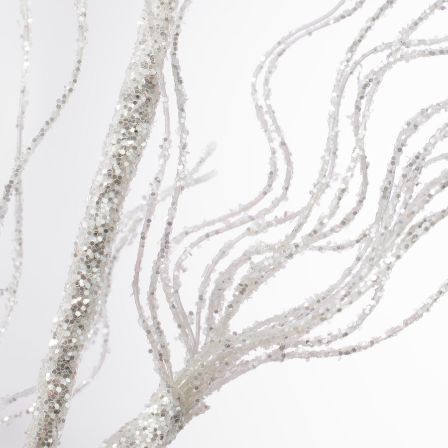 31" Glittered Spiral Pine Spray: White Lifestyle Photo