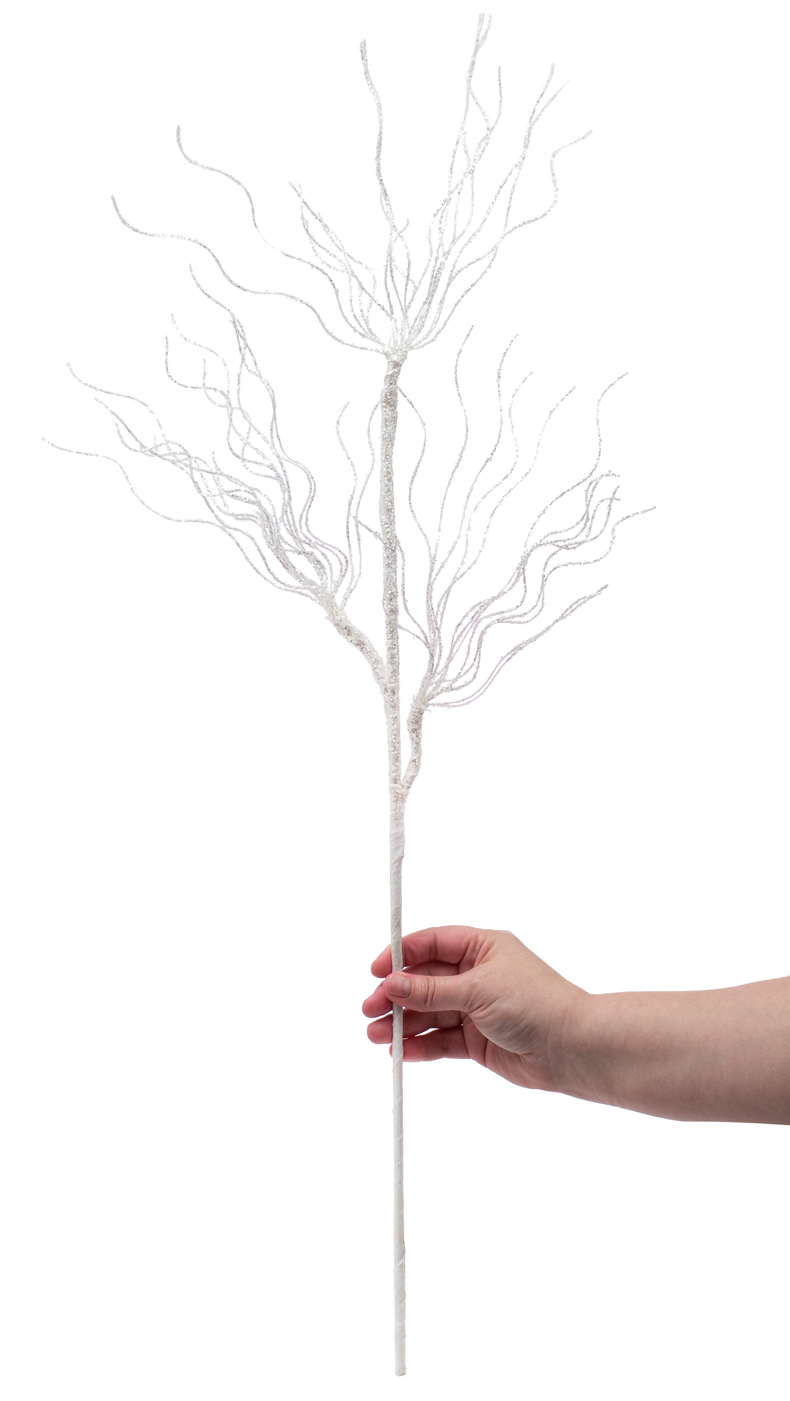31" Glittered Spiral Pine Spray: White detail photo 3