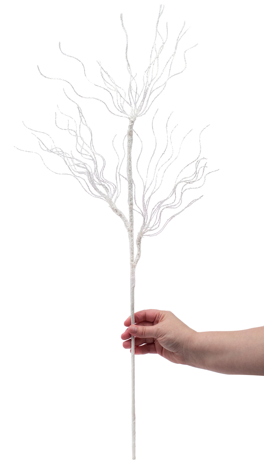 31" Glittered Spiral Pine Spray: White detail photo 3