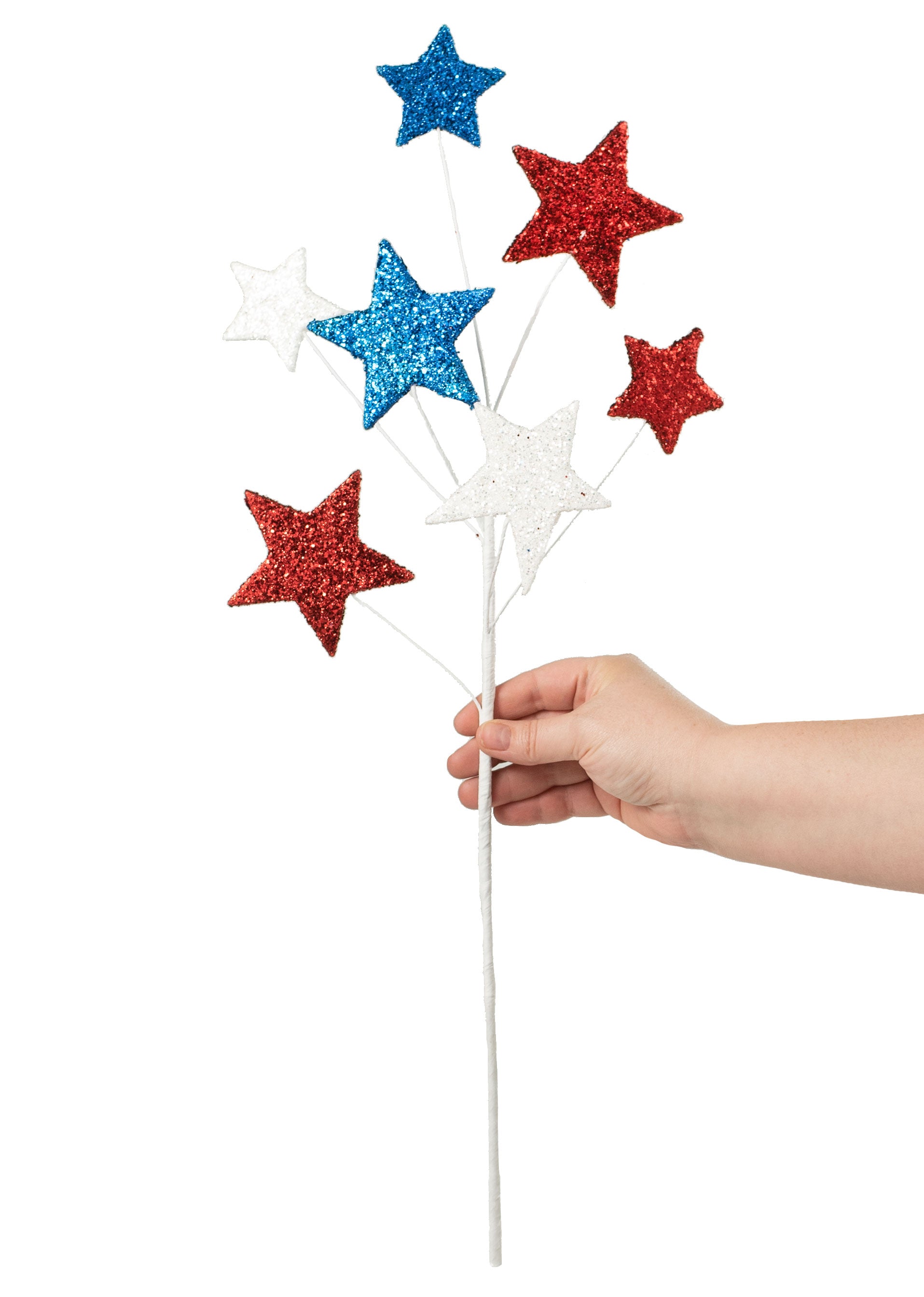 24" Glittered Star Spray: Red, White, Blue detail photo 3