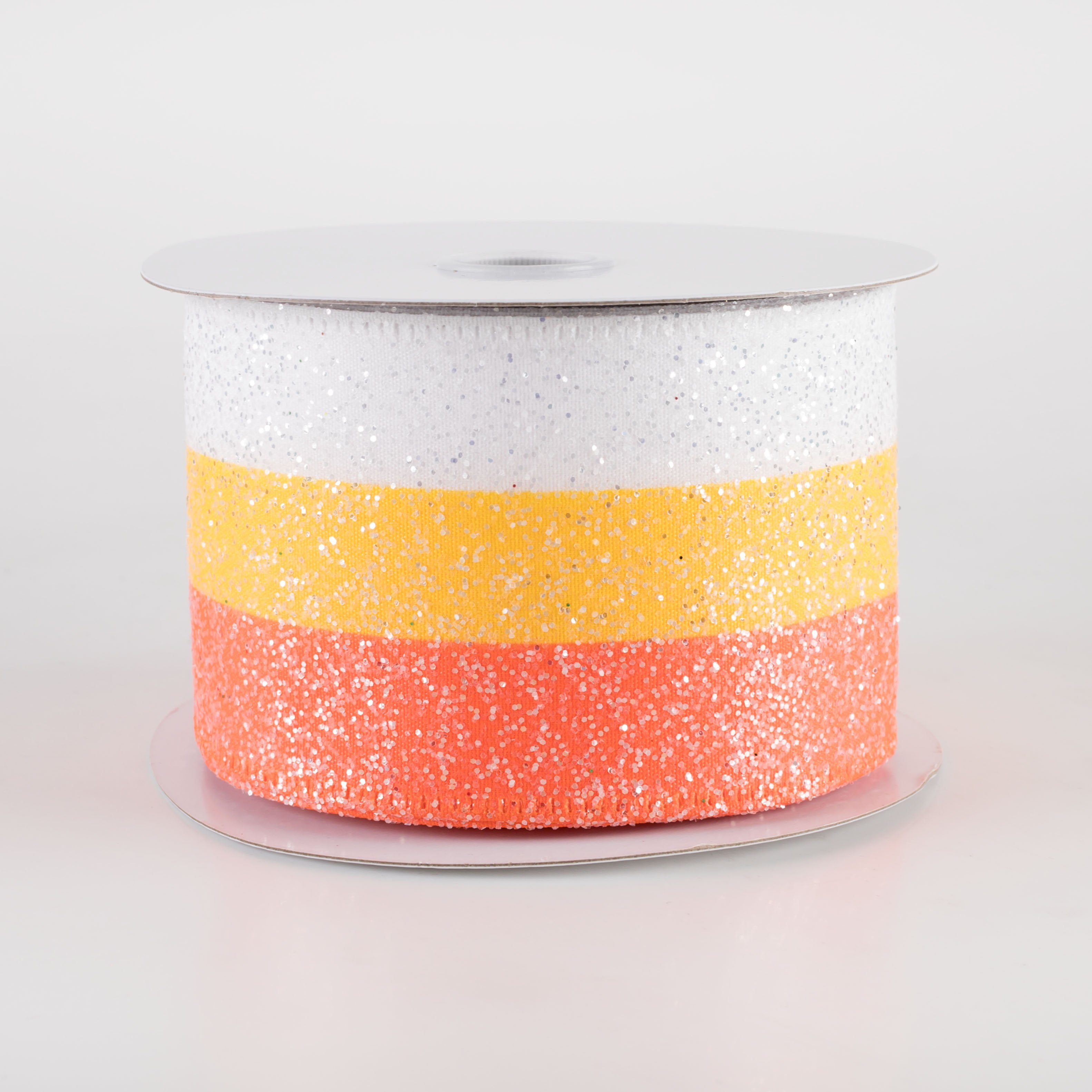 2.5" Glittered Stripes Ribbon: Candy Corn Hues (10 Yards) Item Number: 56421-40-01