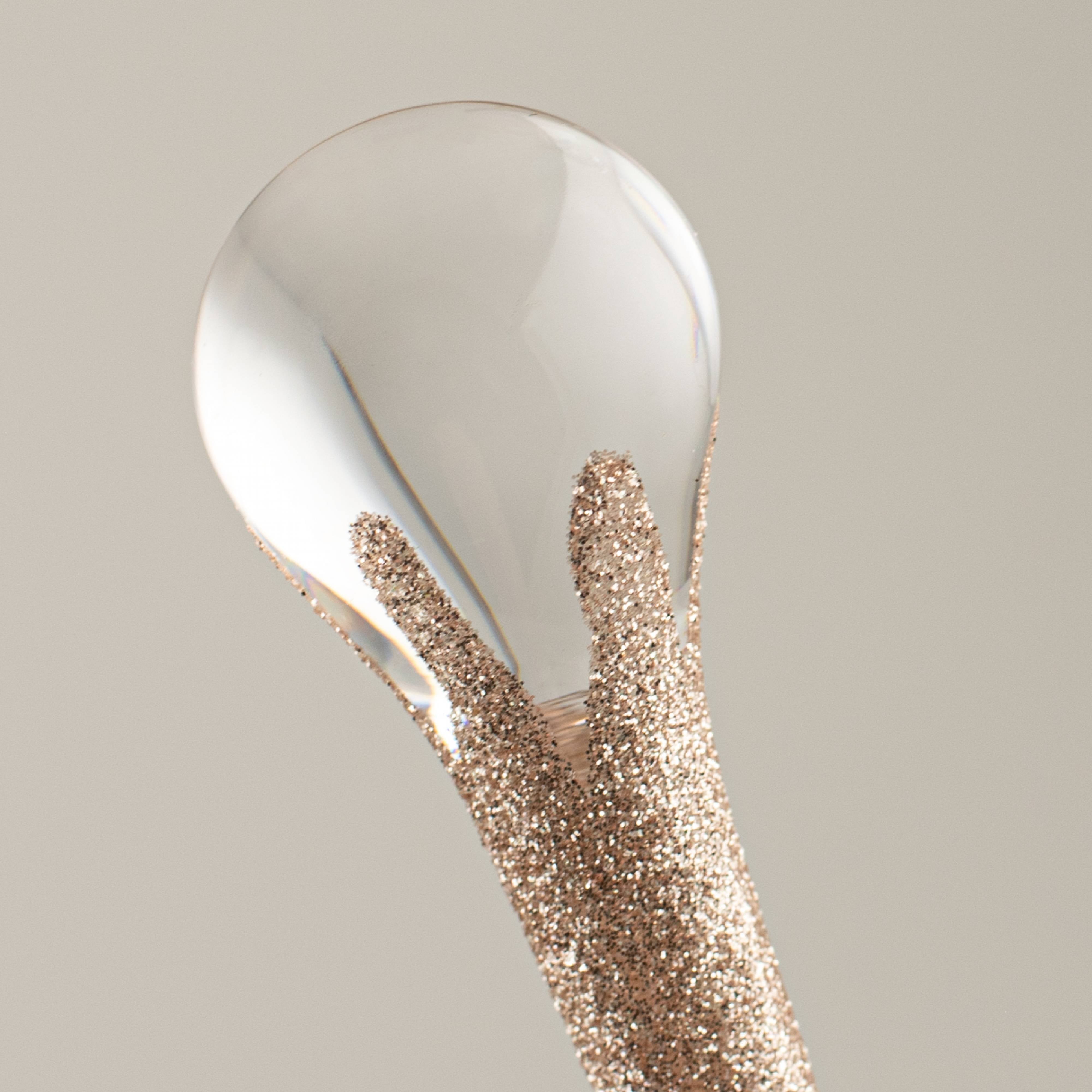 10" Glittered Teardrop Icicle Ornament: Champagne Gold detail photo 3