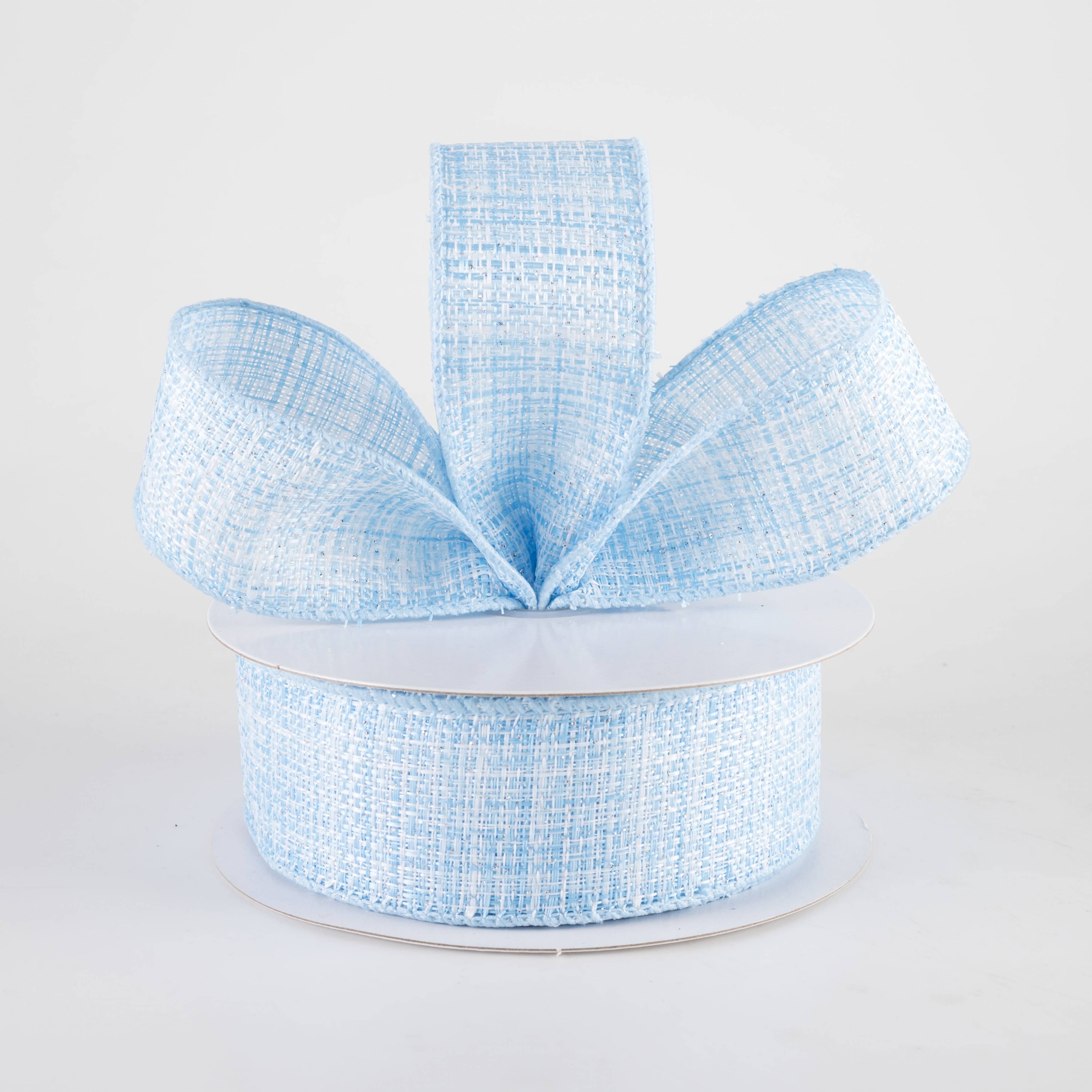 1.5" Glittered Tweed Ribbon: Light Blue, White & Silver (10 Yards) Lifestyle Photo