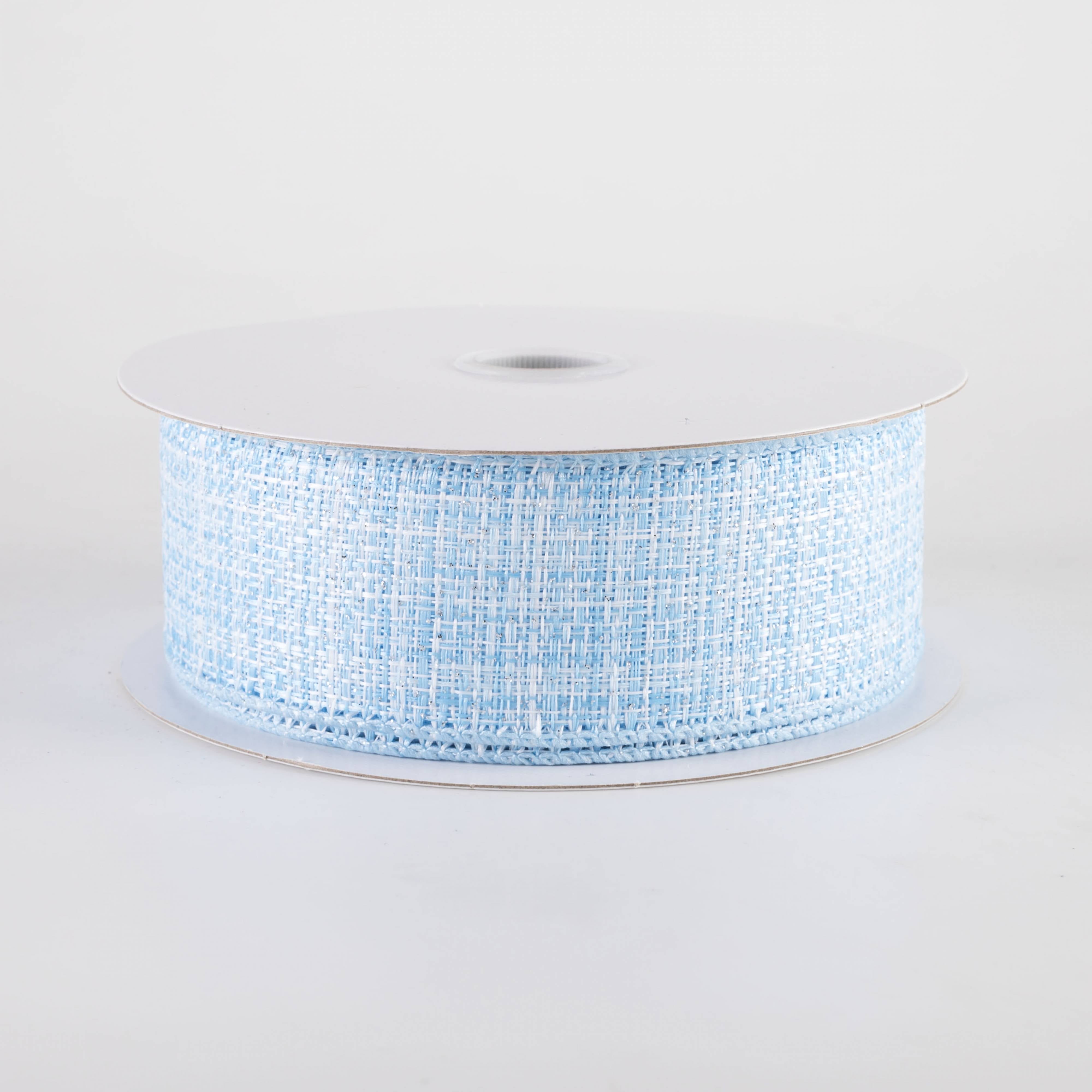 1.5" Glittered Tweed Ribbon: Light Blue, White & Silver (10 Yards) Item Number: 72414-09-04