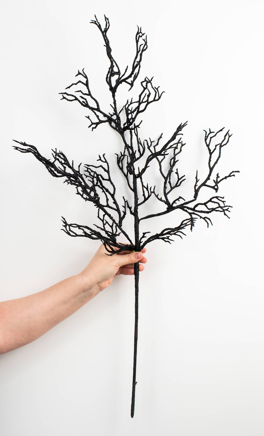 32" Glittered Twig Branch Spray: Black detail photo 3