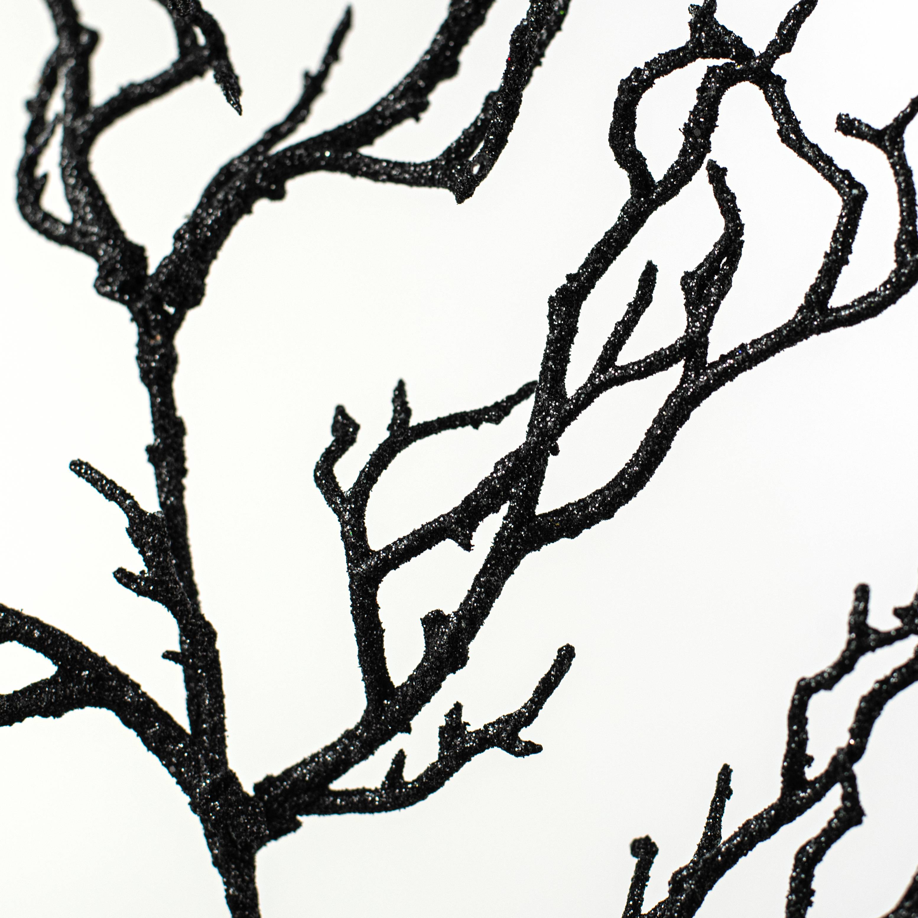 32" Glittered Twig Branch Spray: Black detail photo 4