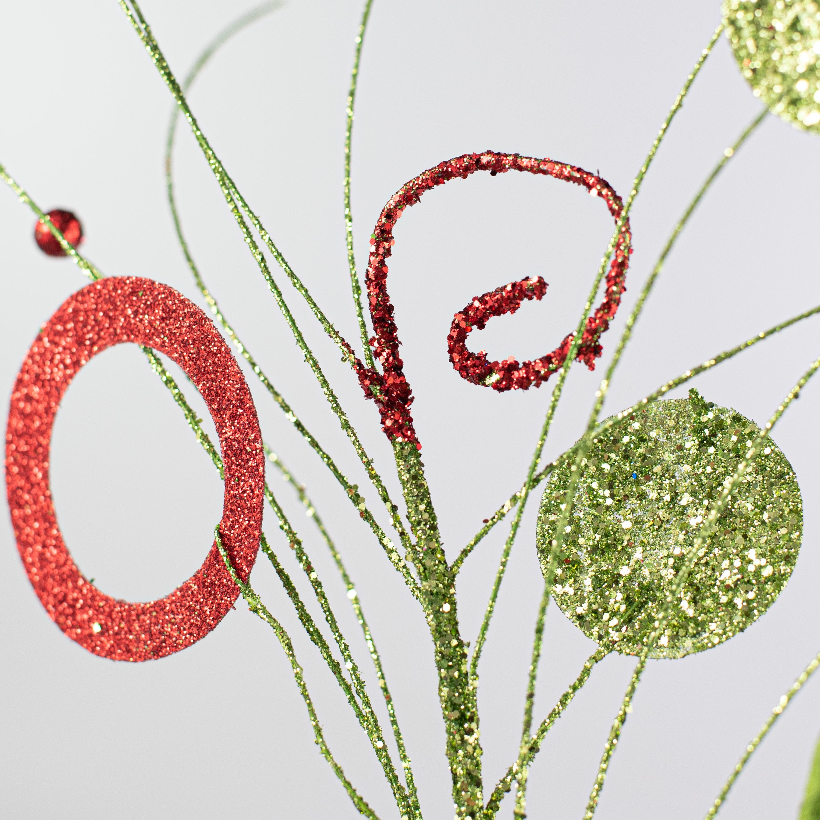 28" Glitzy Circle Ball Spray: Red & Lime Green Lifestyle Photo
