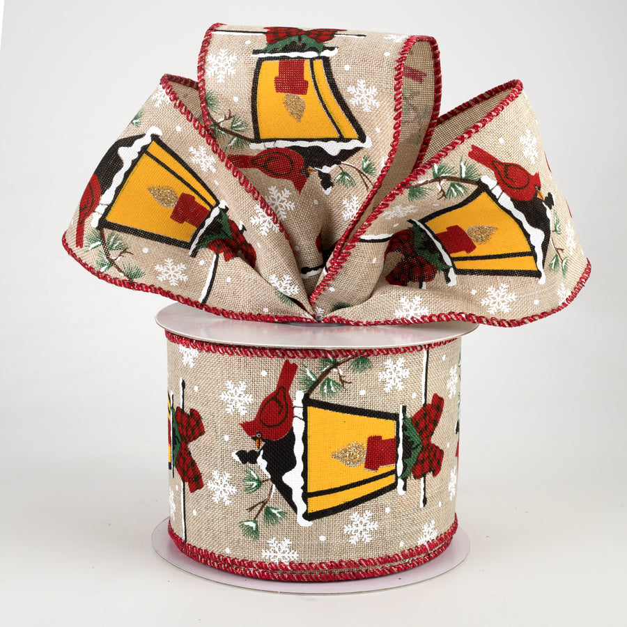 2.5" Glowing Gas Lantern With Cardinal Ribbon (10 Yards) Lifestyle Photo