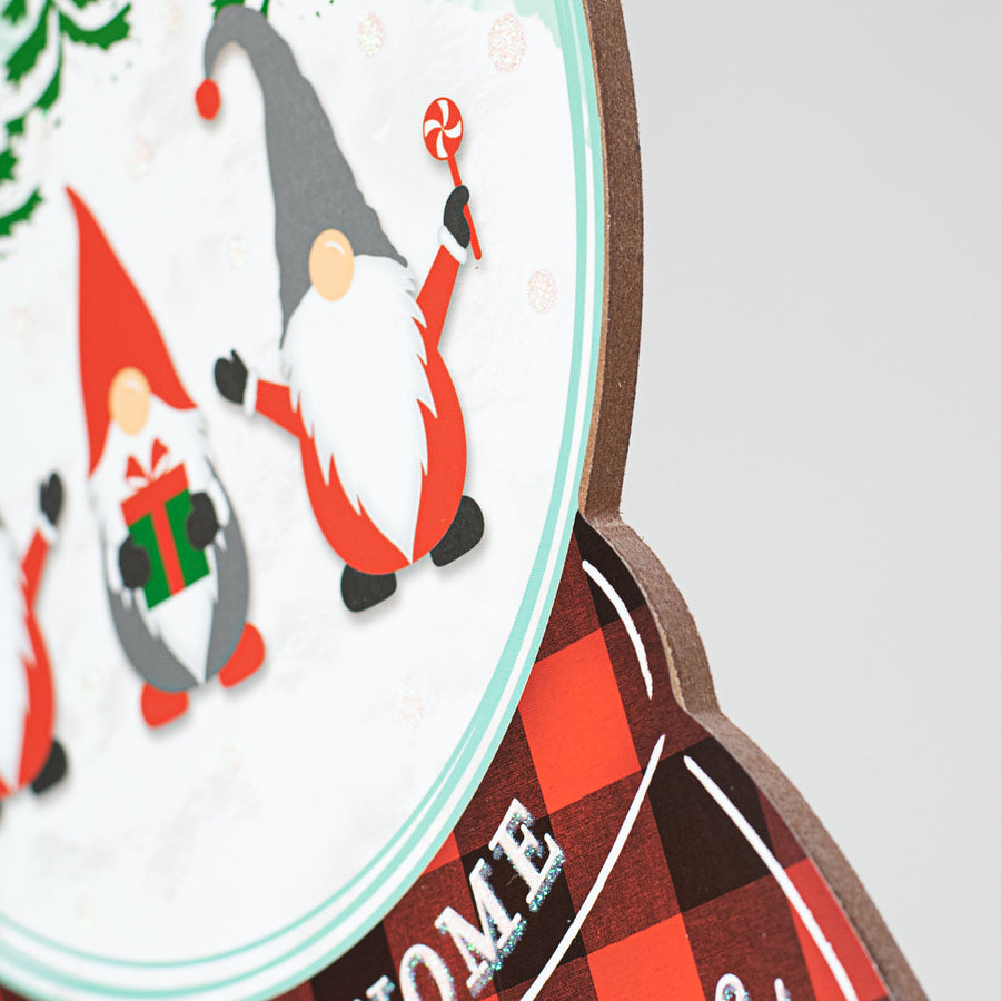 12" Gnome for Christmas Snow Globe Sign detail photo 3