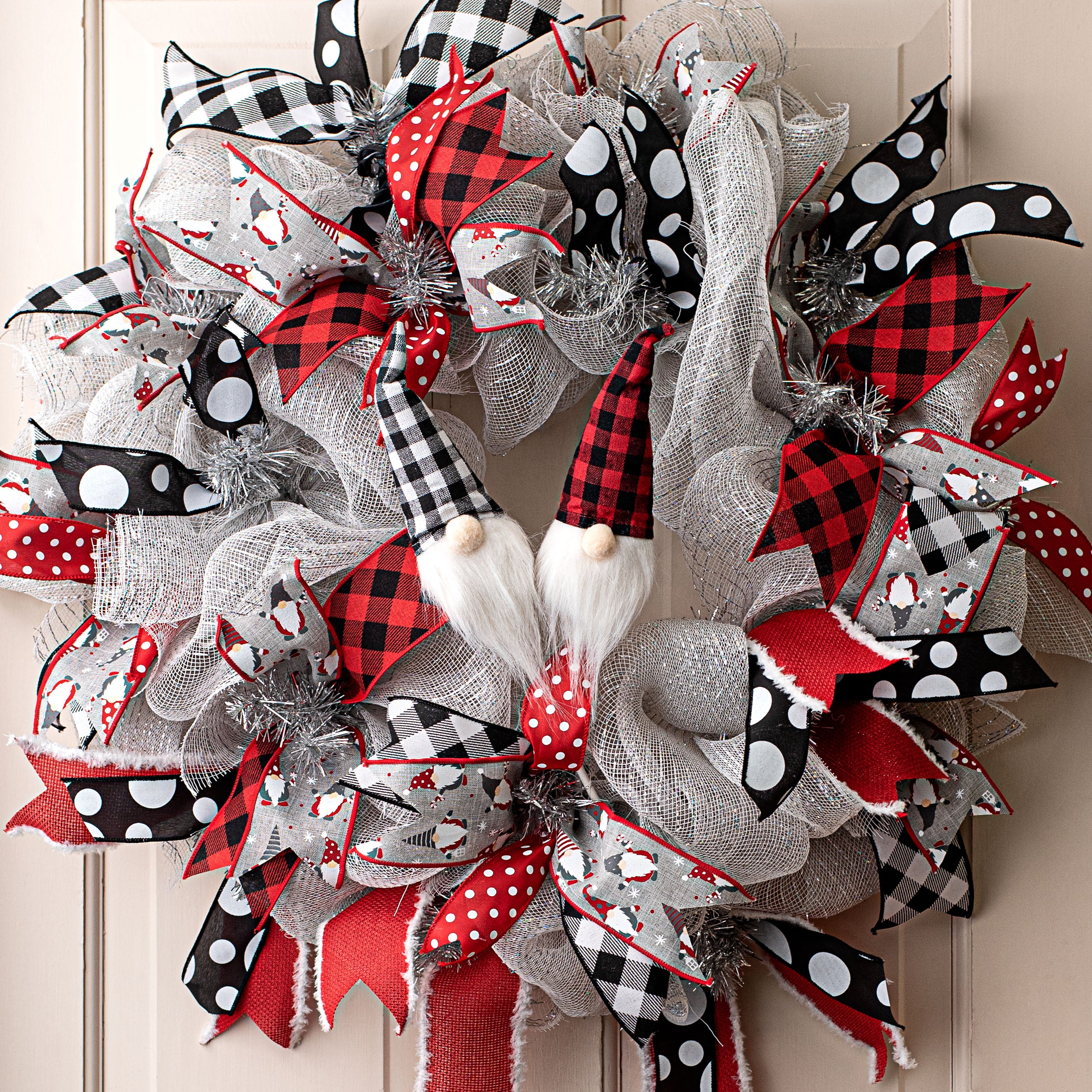 15" Gnome Pick: Black & White Gingham Lifestyle Photo