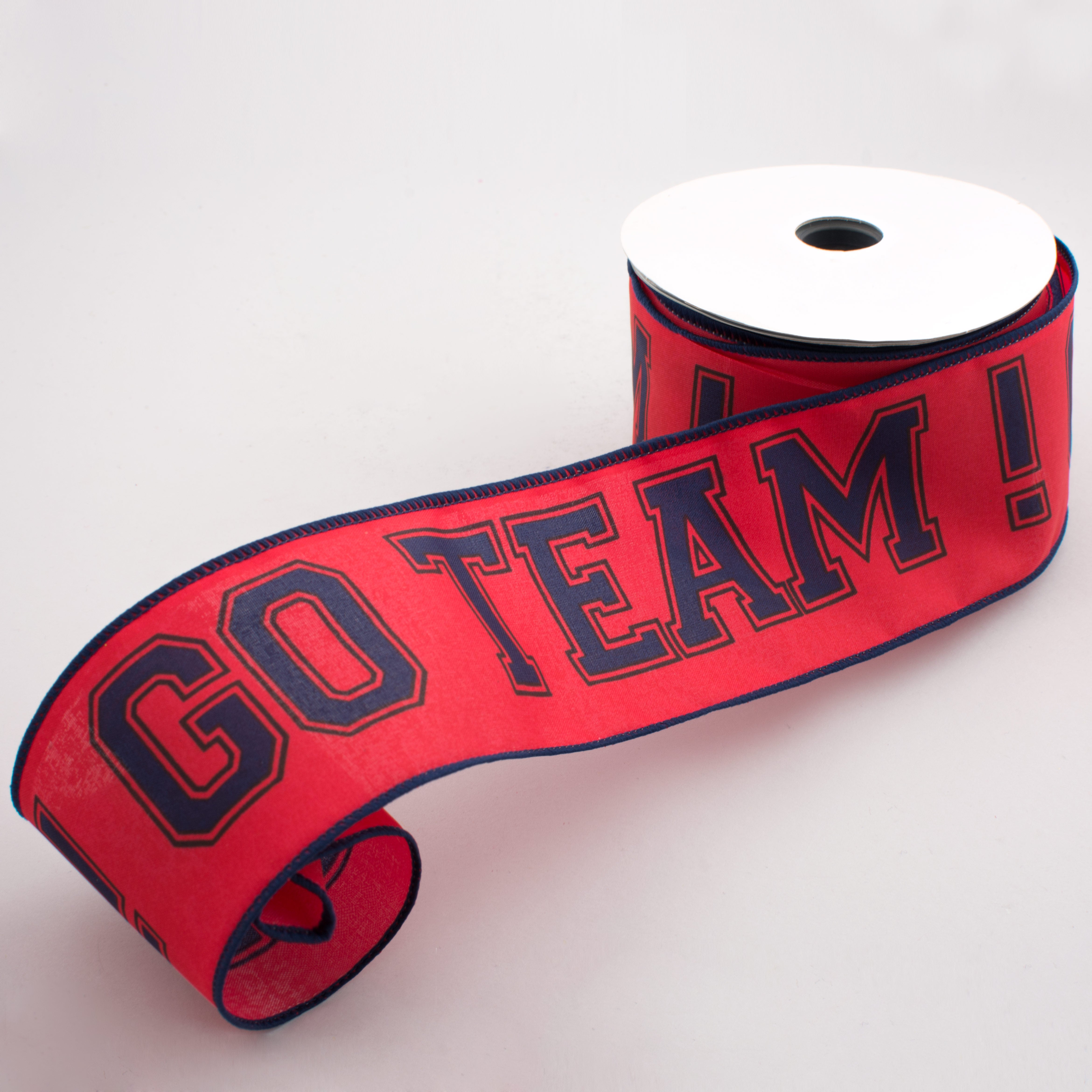 2.5" Go Team Ribbon: Red & Navy Blue (10 Yards) Lifestyle Photo