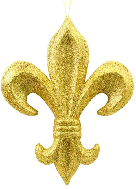 10" Gold Glitter Fleur de Lis Ornament Item Number: MZ166808