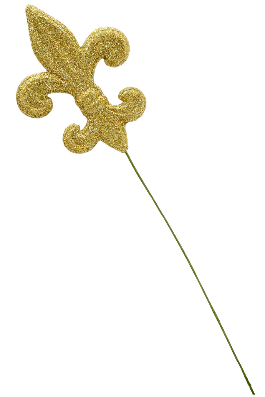Gold Glitter Fleur De Lis Pick: 6" Item Number: MZ166008