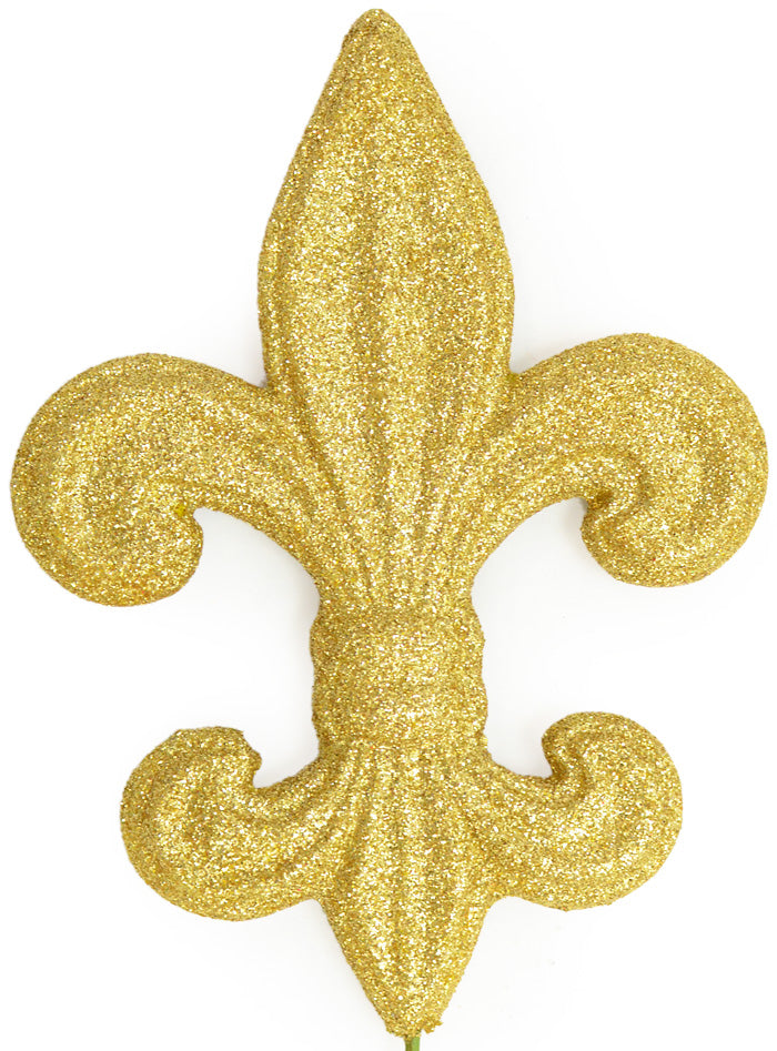 Gold Glitter Fleur De Lis Pick: 6" detail photo 3