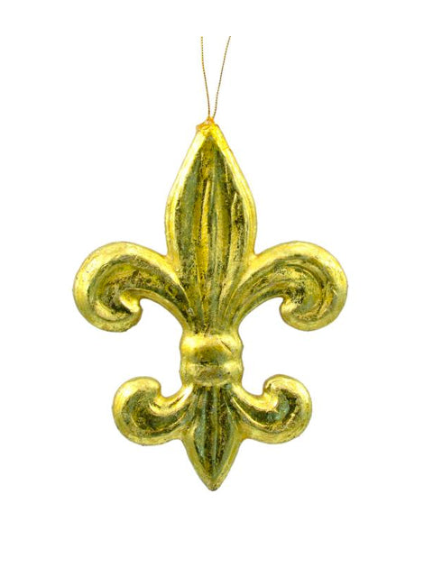 6" Gold Leaf Fleur De Lis Ornament Item Number: MZ1612H6