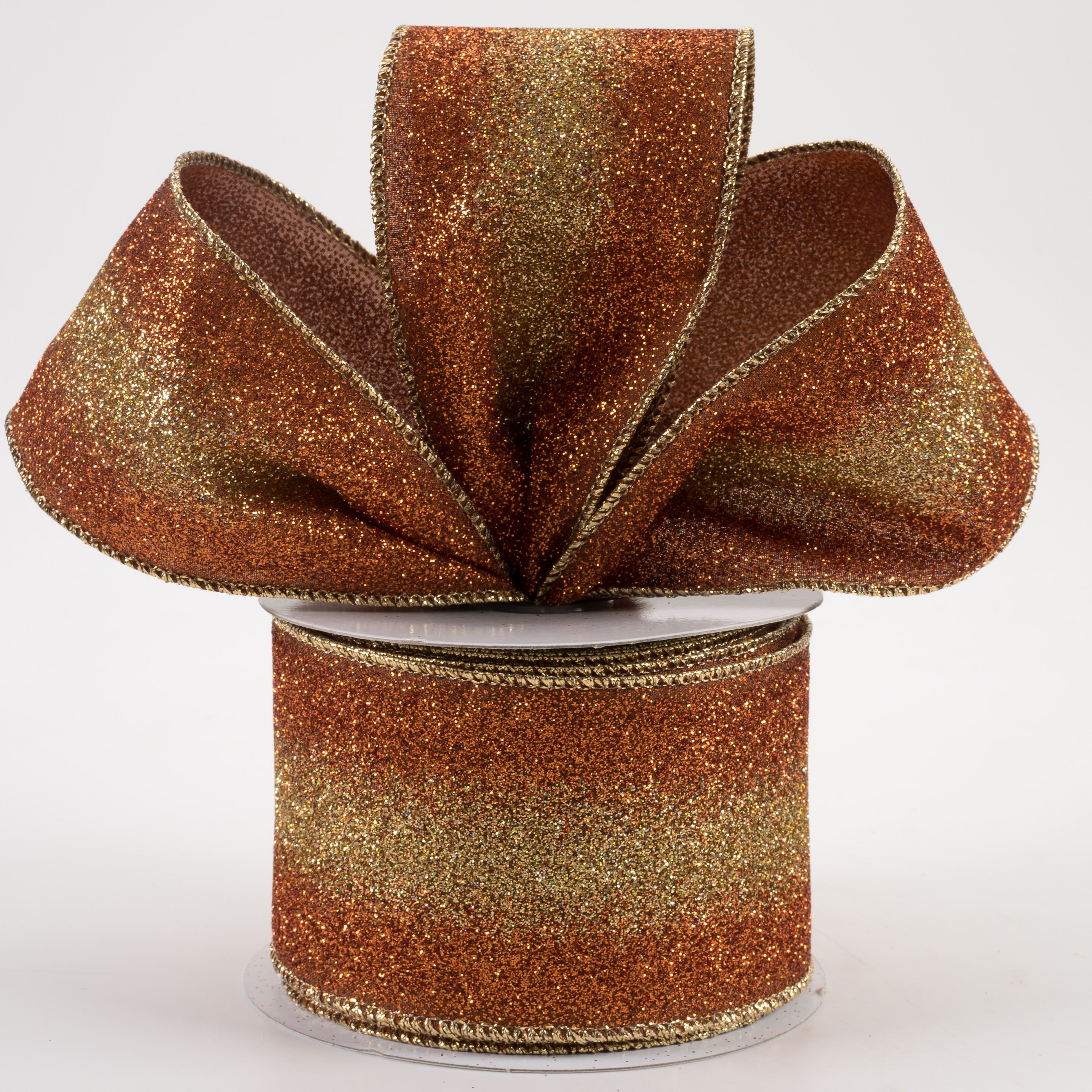 2.5" Gradient Glitter Ombré Ribbon: Brown, Copper, Gold (10 Yards) Lifestyle Photo