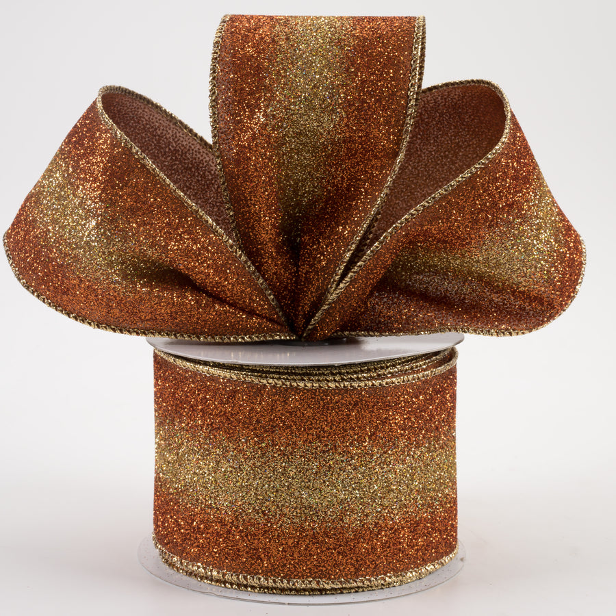 2.5" Gradient Glitter Ombré Ribbon: Brown, Copper, Gold (10 Yards) Lifestyle Photo