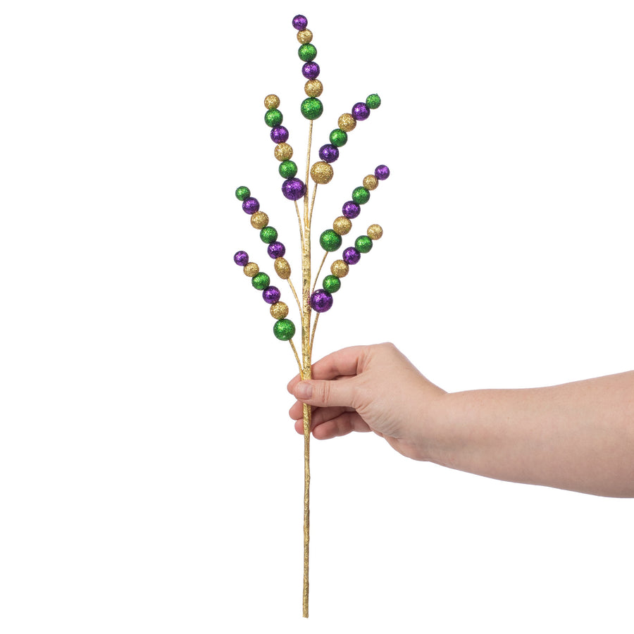 20" Graduated Glitter Bead Spray: Mardi Gras Lifestyle Photo
