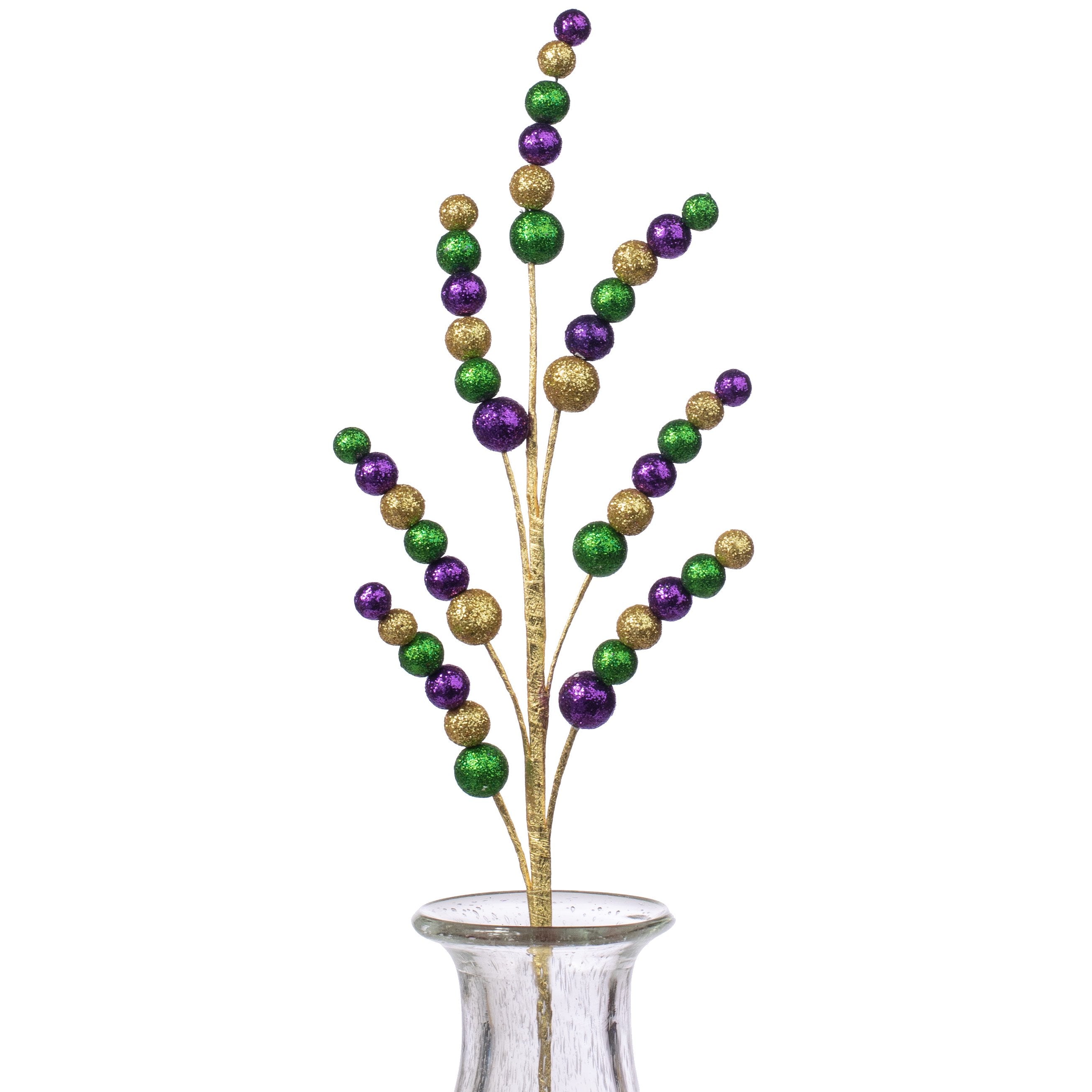20" Graduated Glitter Bead Spray: Mardi Gras Item Number: HG3131