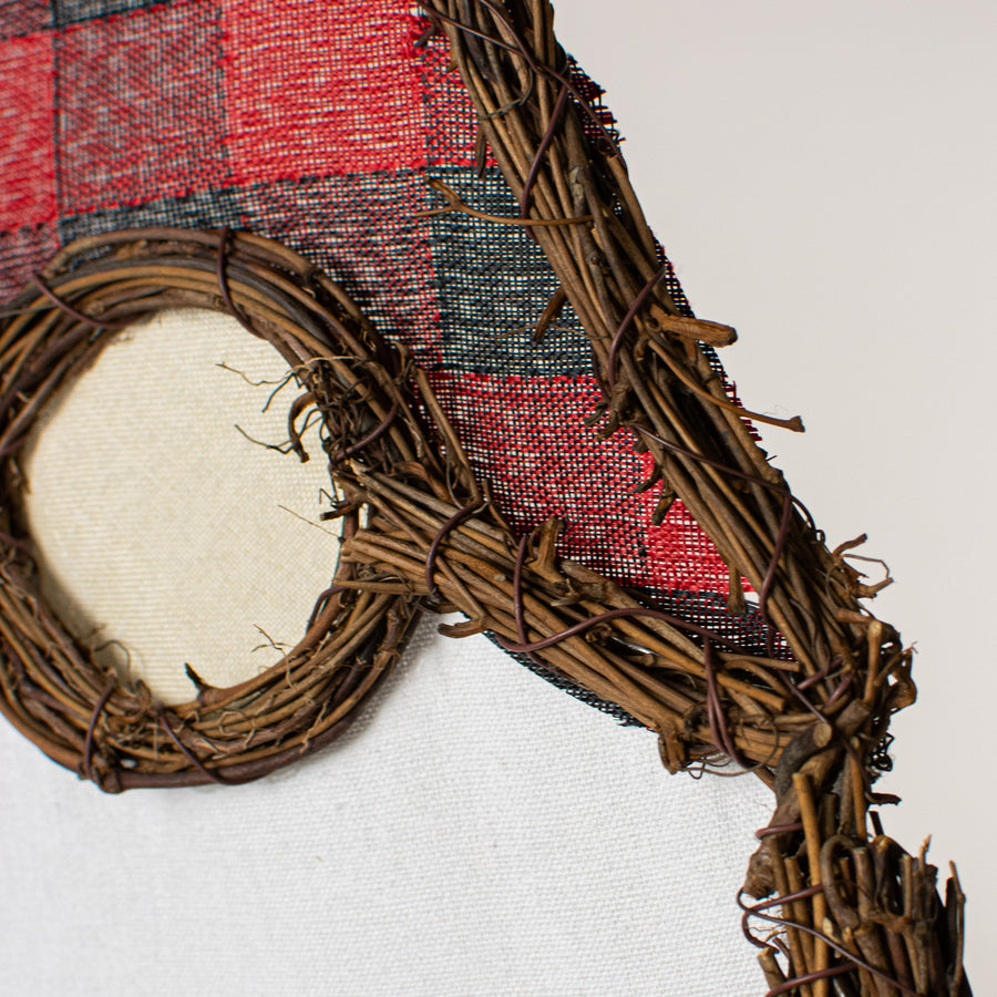 20" Grapevine Hanger: Buffalo Plaid Gnome detail photo 3