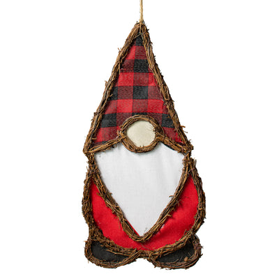 20" Grapevine Hanger: Buffalo Plaid Gnome Item Number: KG3088