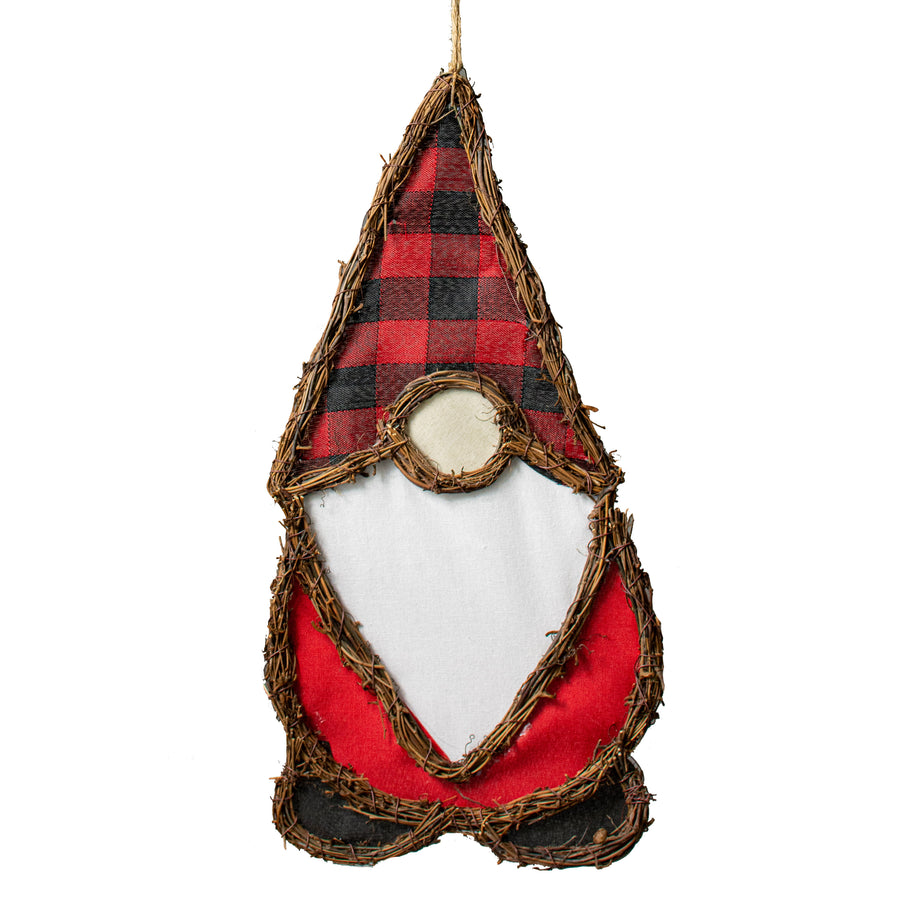 20" Grapevine Hanger: Buffalo Plaid Gnome Item Number: KG3088