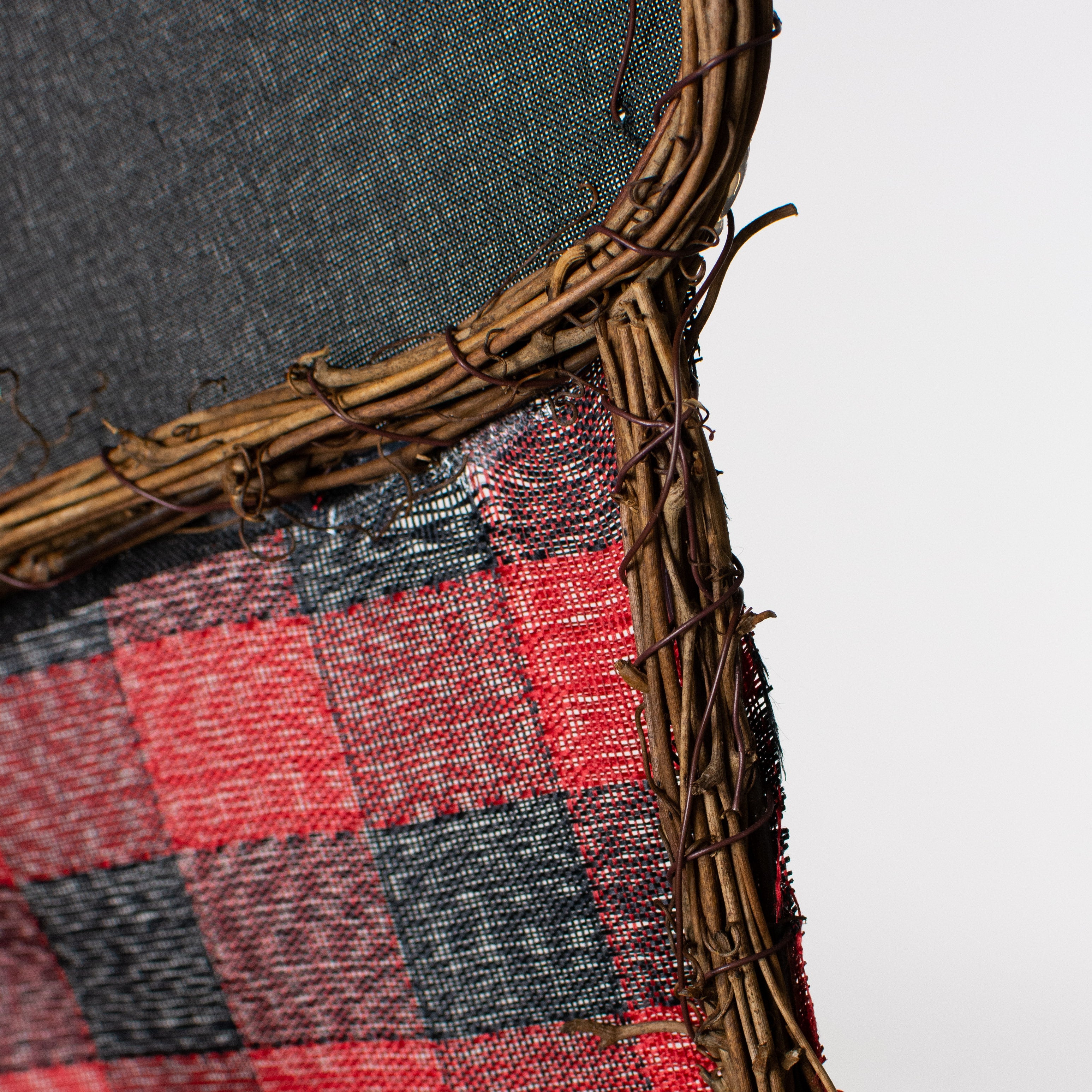 20.5" Grapevine Hanger: Buffalo Plaid Stocking detail photo 3