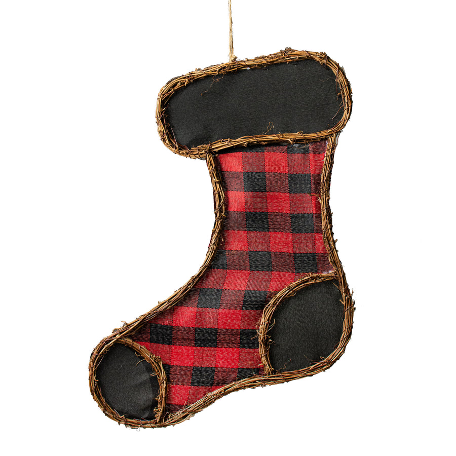 20.5" Grapevine Hanger: Buffalo Plaid Stocking Item Number: KG3036