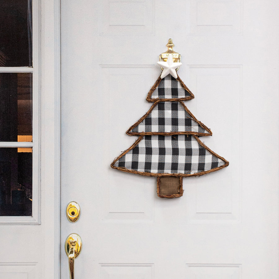 22.5" Grapevine Hanger: Christmas Tree BW Check Lifestyle Photo