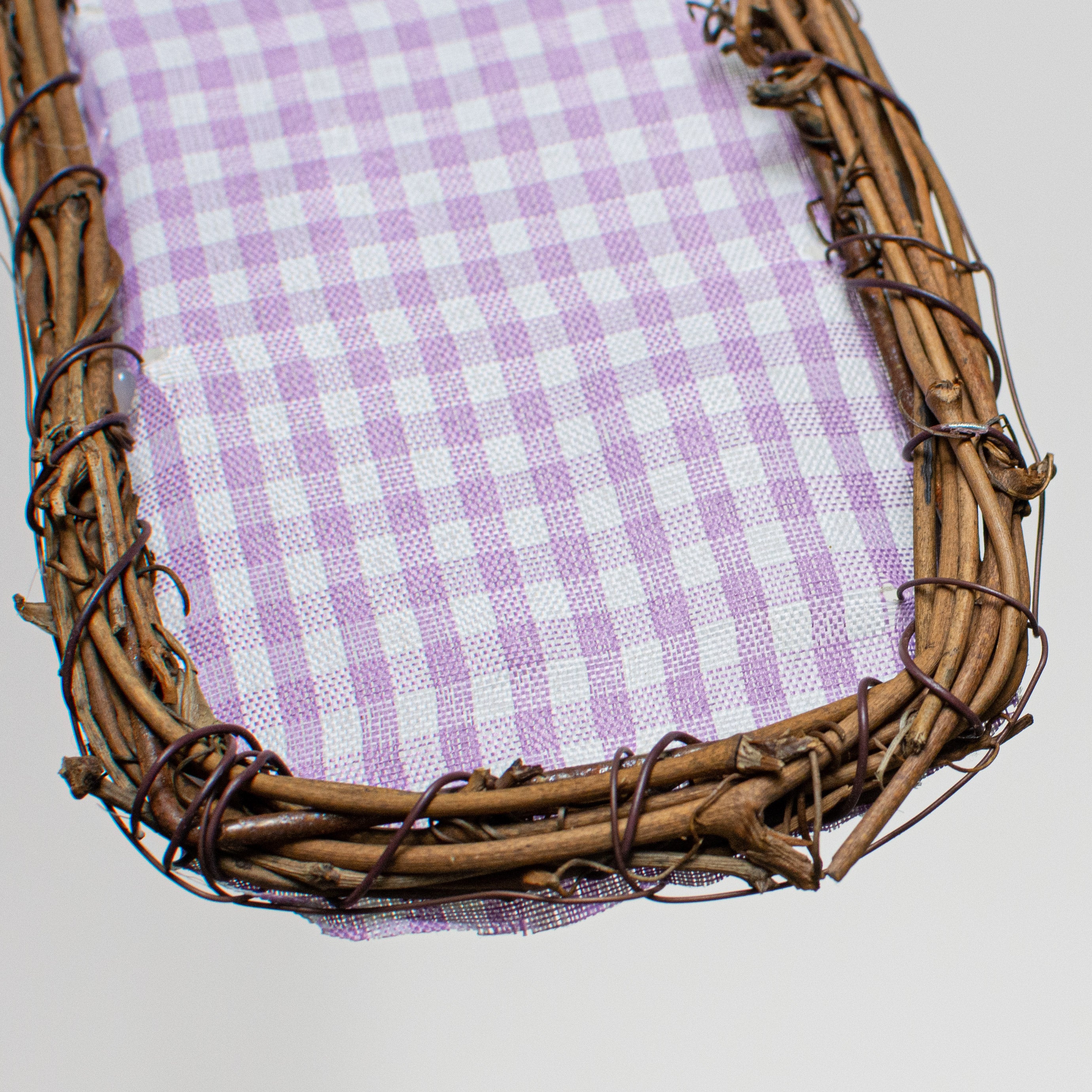 22" Grapevine Hanger: Lavender Check Cross detail photo 3