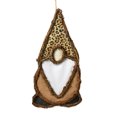 20" Grapevine Hanger: Leopard Print Gnome Item Number: KG3084