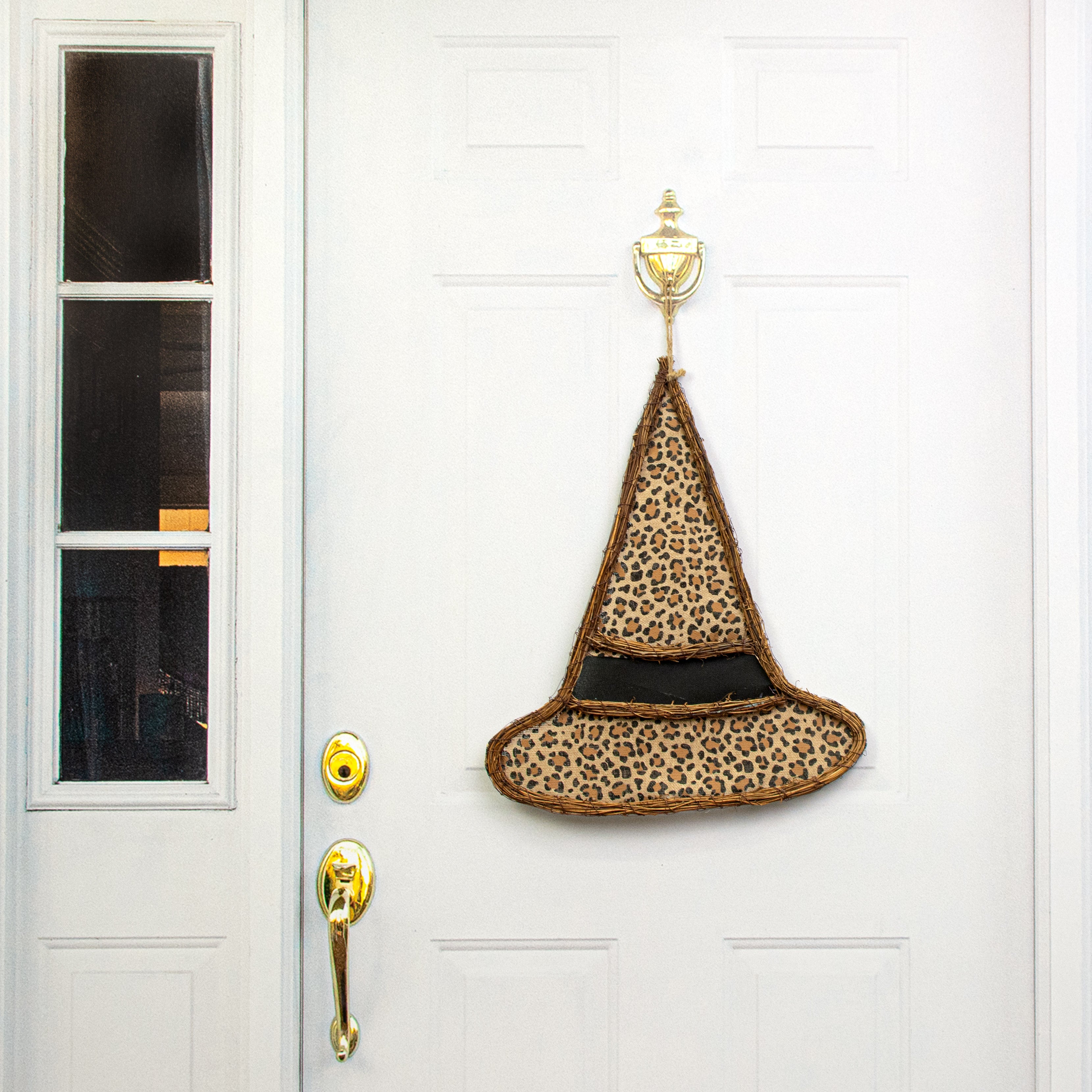 21" Grapevine Hanger: Leopard Print Witch Hat Lifestyle Photo