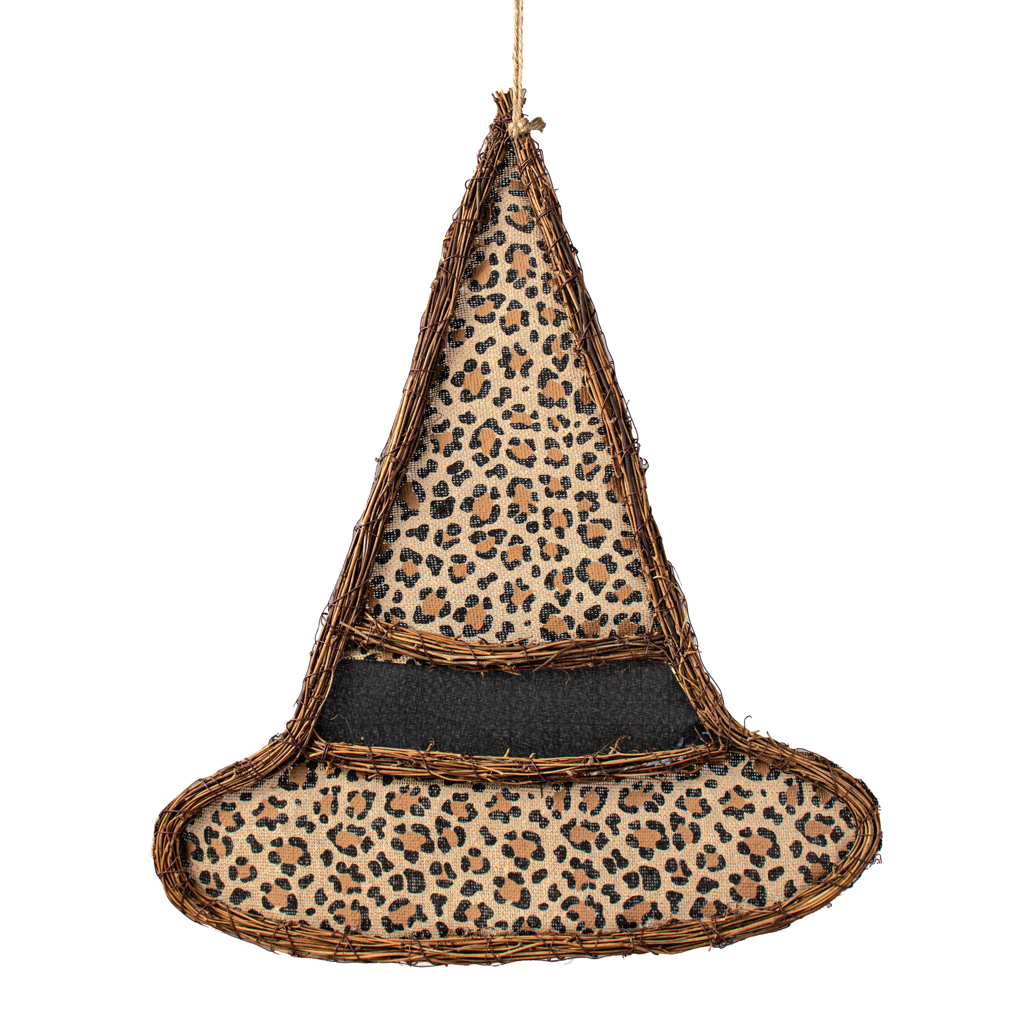 21" Grapevine Hanger: Leopard Print Witch Hat Item Number: KG3099