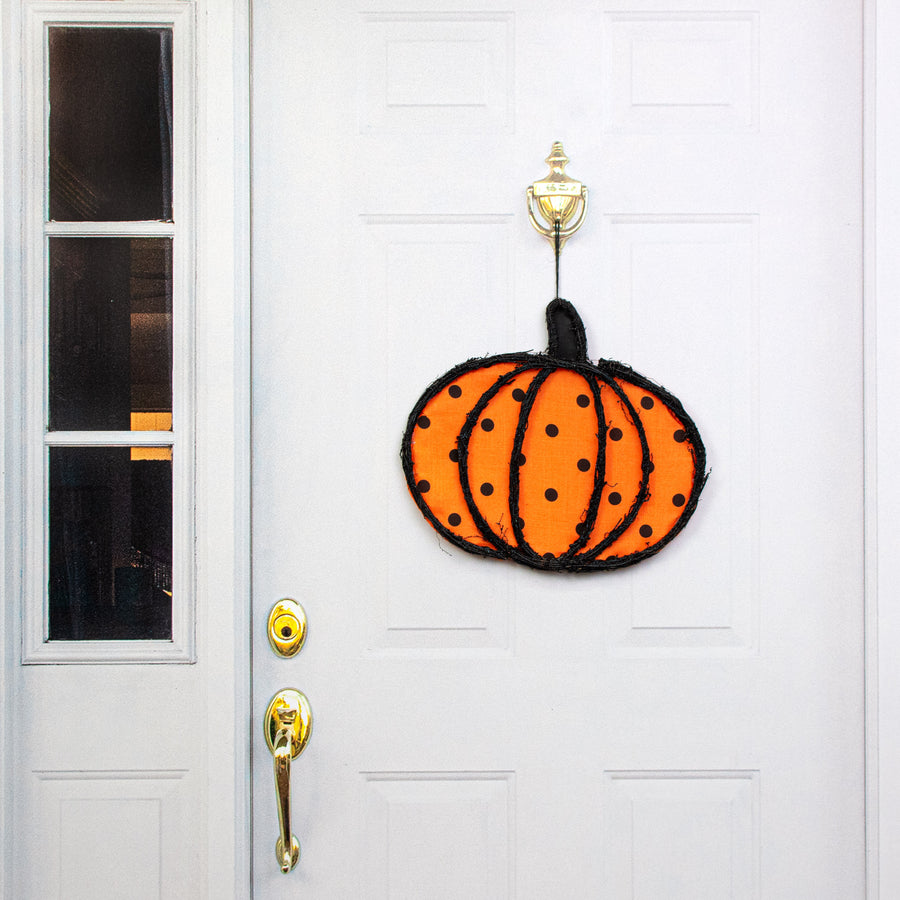 16" Grapevine Hanger: Orange Polka Dot Pumpkin Lifestyle Photo