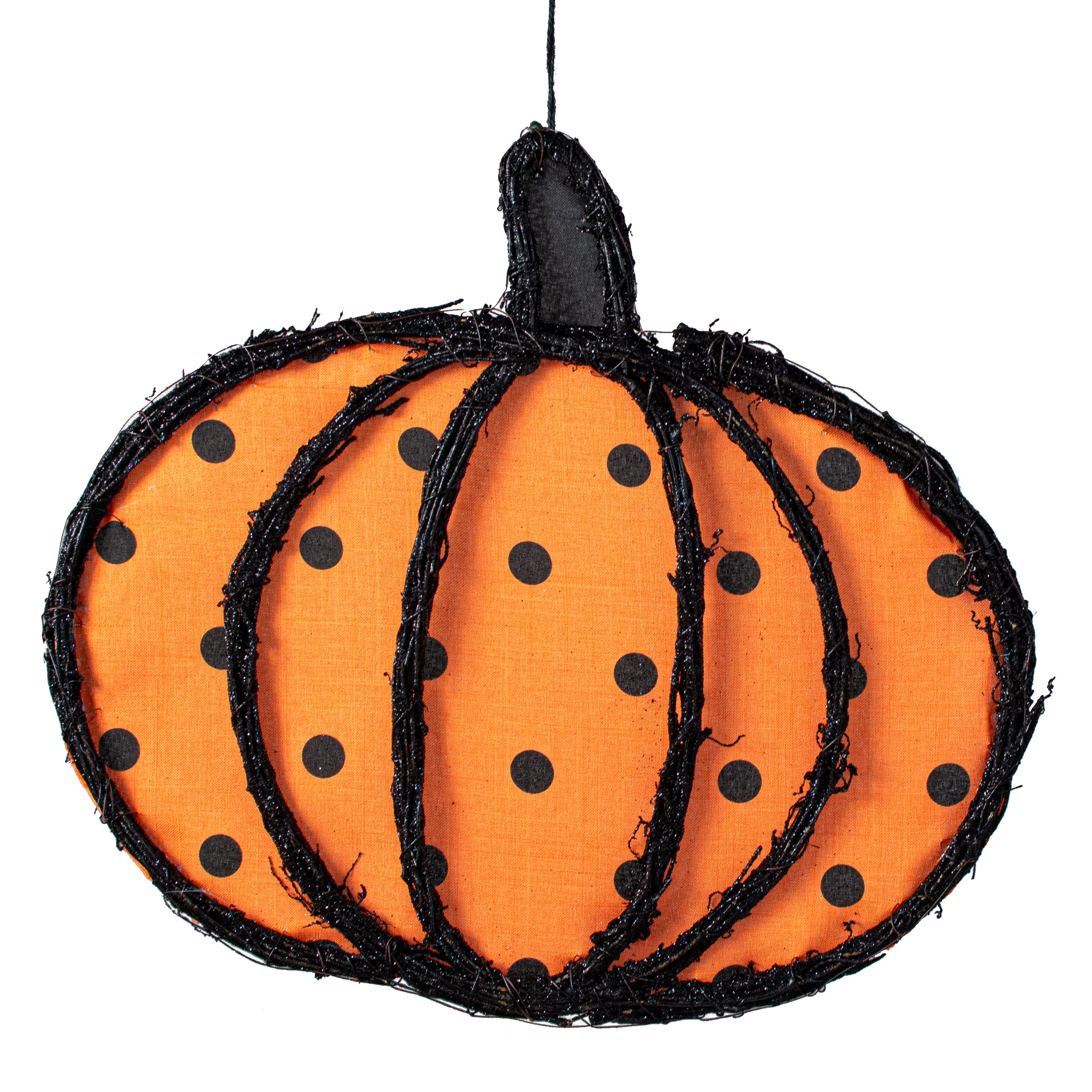 16" Grapevine Hanger: Orange Polka Dot Pumpkin Item Number: KG305320