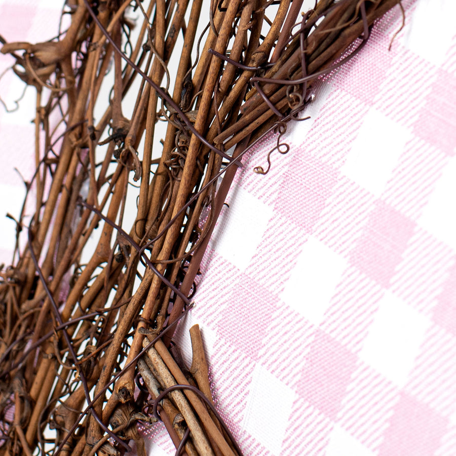22" Grapevine Hanger: Pink Check Butterfly detail photo 3