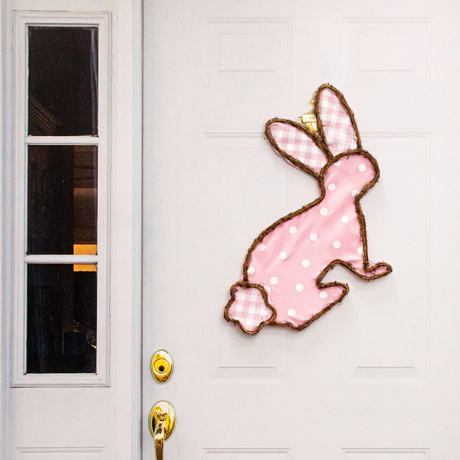 21" Grapevine Hanger: Pink Polka Dot Bunny Rabbit Lifestyle Photo
