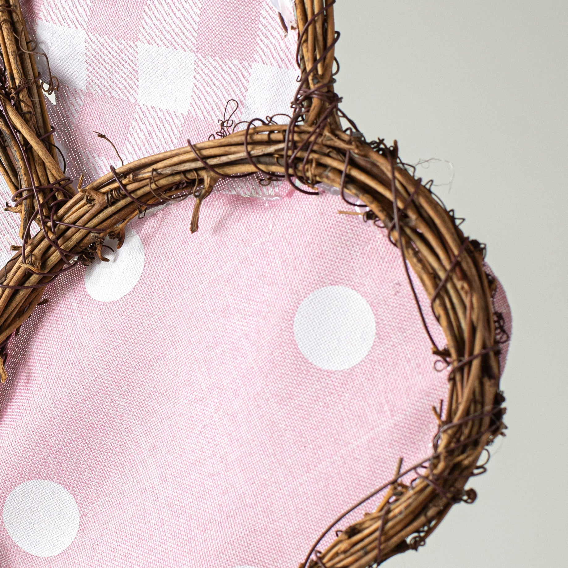 21" Grapevine Hanger: Pink Polka Dot Bunny Rabbit detail photo 3