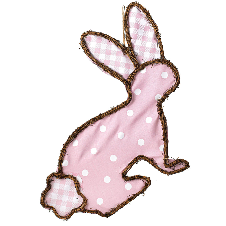 21" Grapevine Hanger: Pink Polka Dot Bunny Rabbit Item Number: KG307315