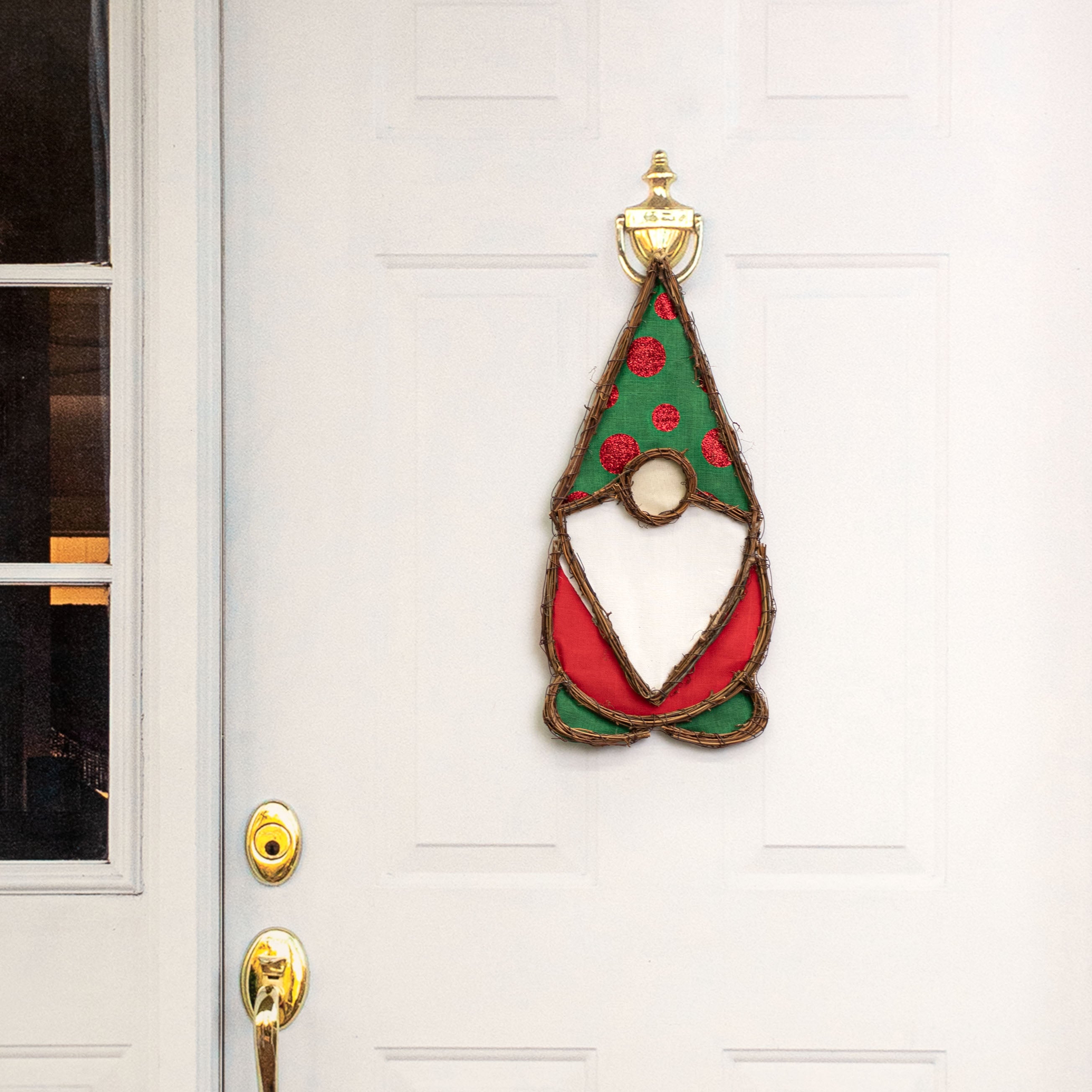 20" Grapevine Hanger: Polka Dot Christmas Gnome Lifestyle Photo