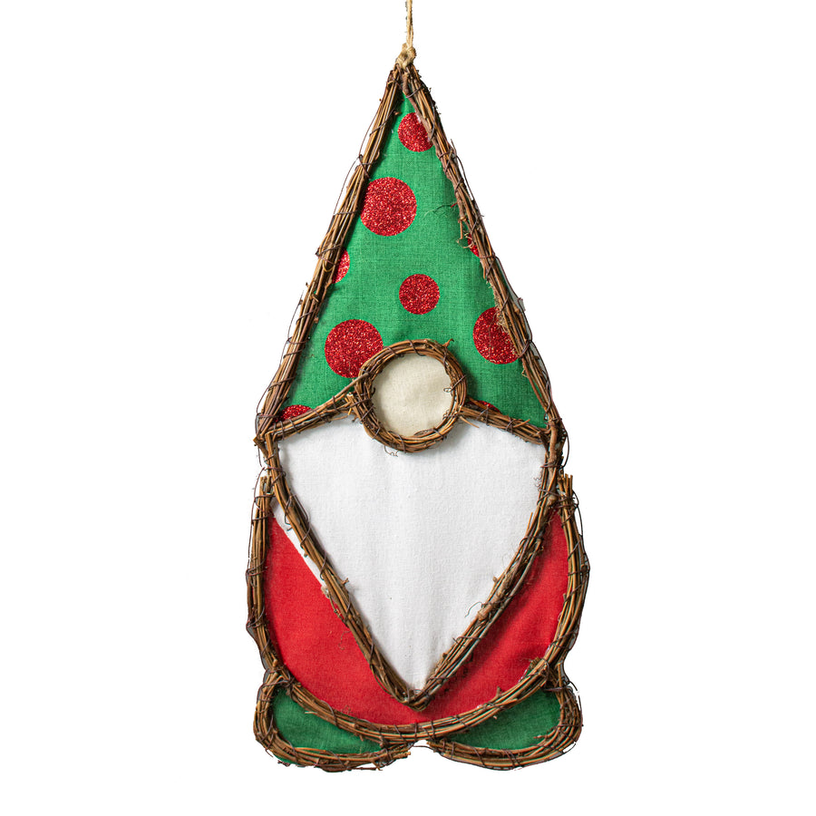 20" Grapevine Hanger: Polka Dot Christmas Gnome Item Number: KG3085
