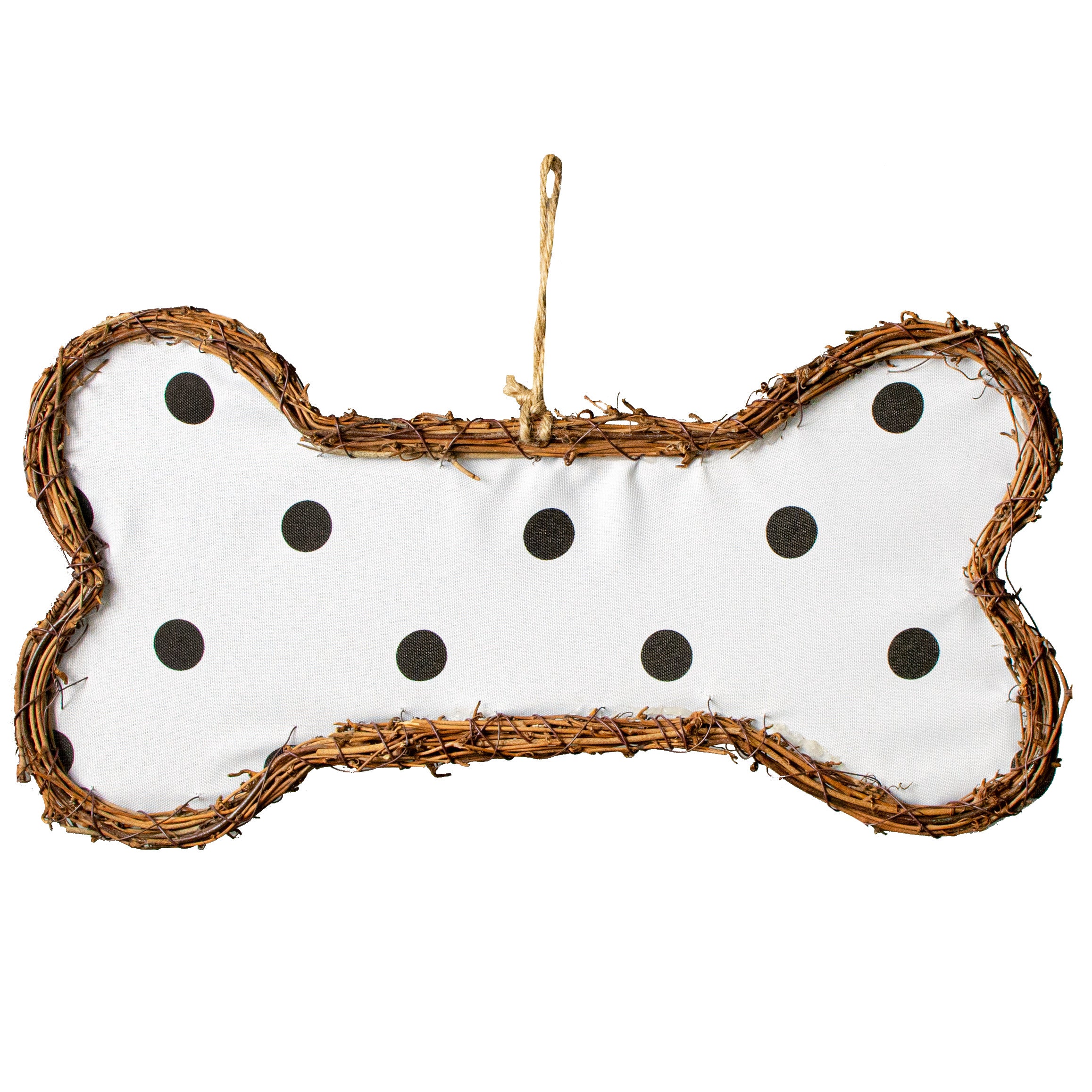 15" Grapevine Hanger: Polka Dot Dog Bone Item Number: KG3106