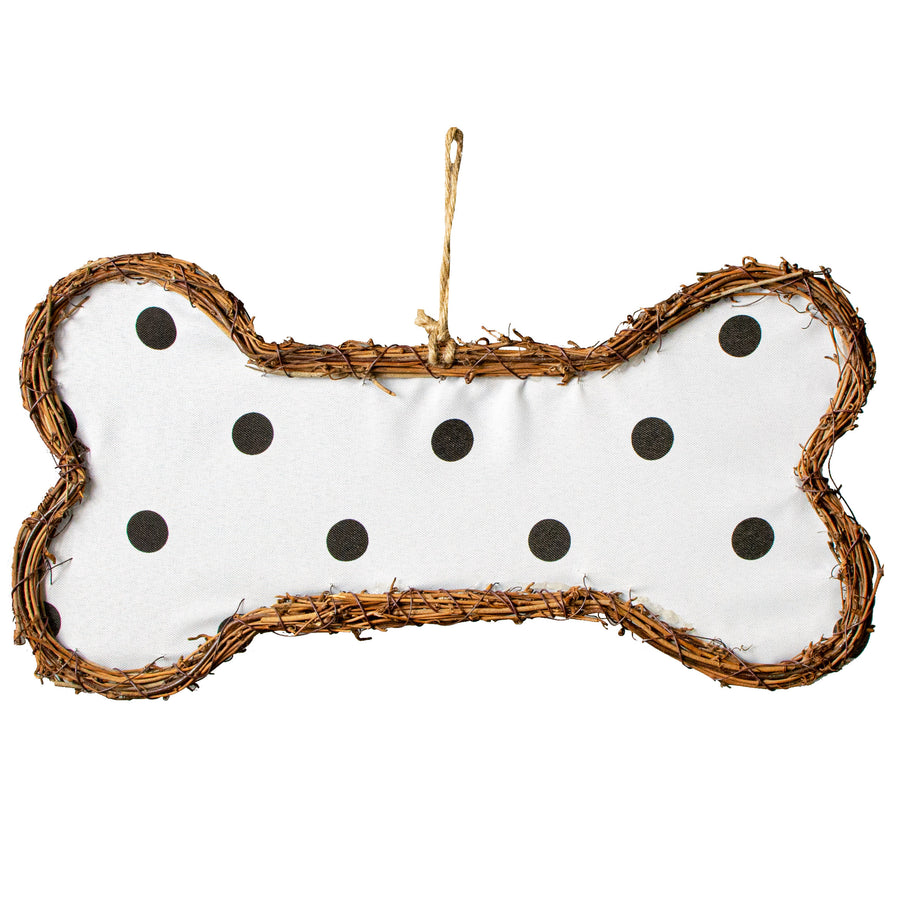 15" Grapevine Hanger: Polka Dot Dog Bone Item Number: KG3106