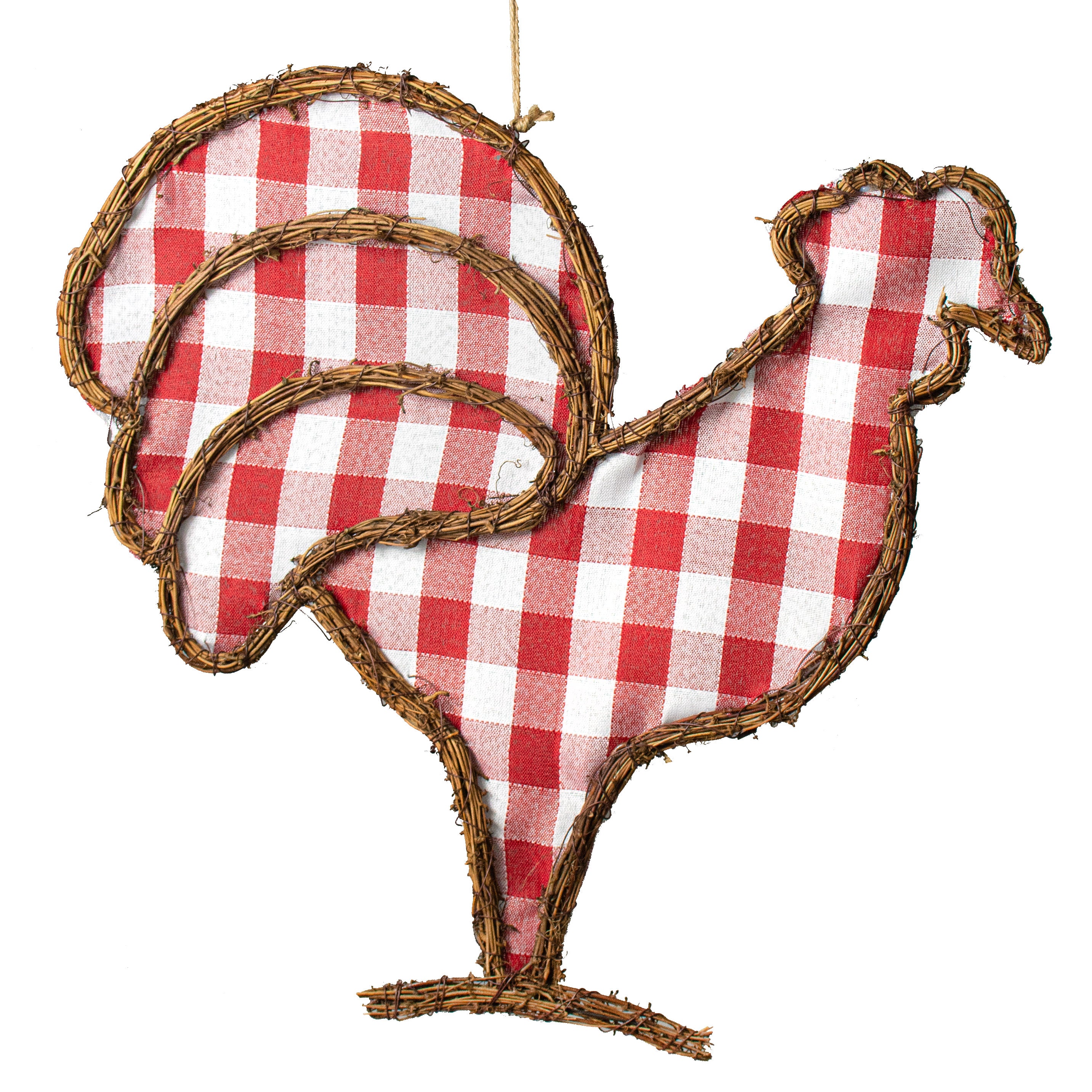 21" Grapevine Hanger: Red Check Rooster Item Number: KG3079