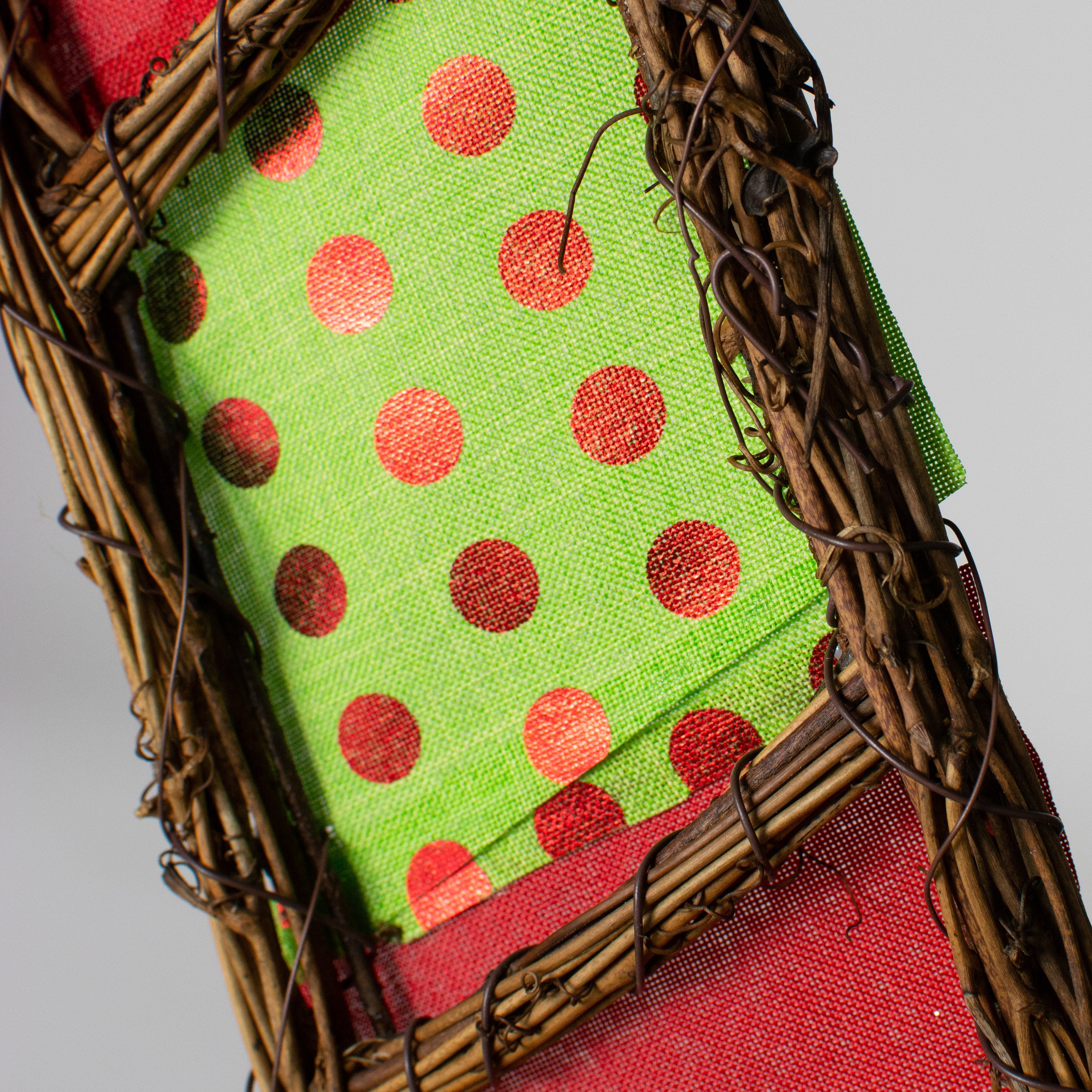 21" Grapevine Hanger: Red & Lime Candy Cane detail photo 3