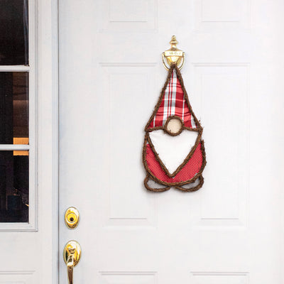 20" Grapevine Hanger: Red Plaid Gnome Lifestyle Photo